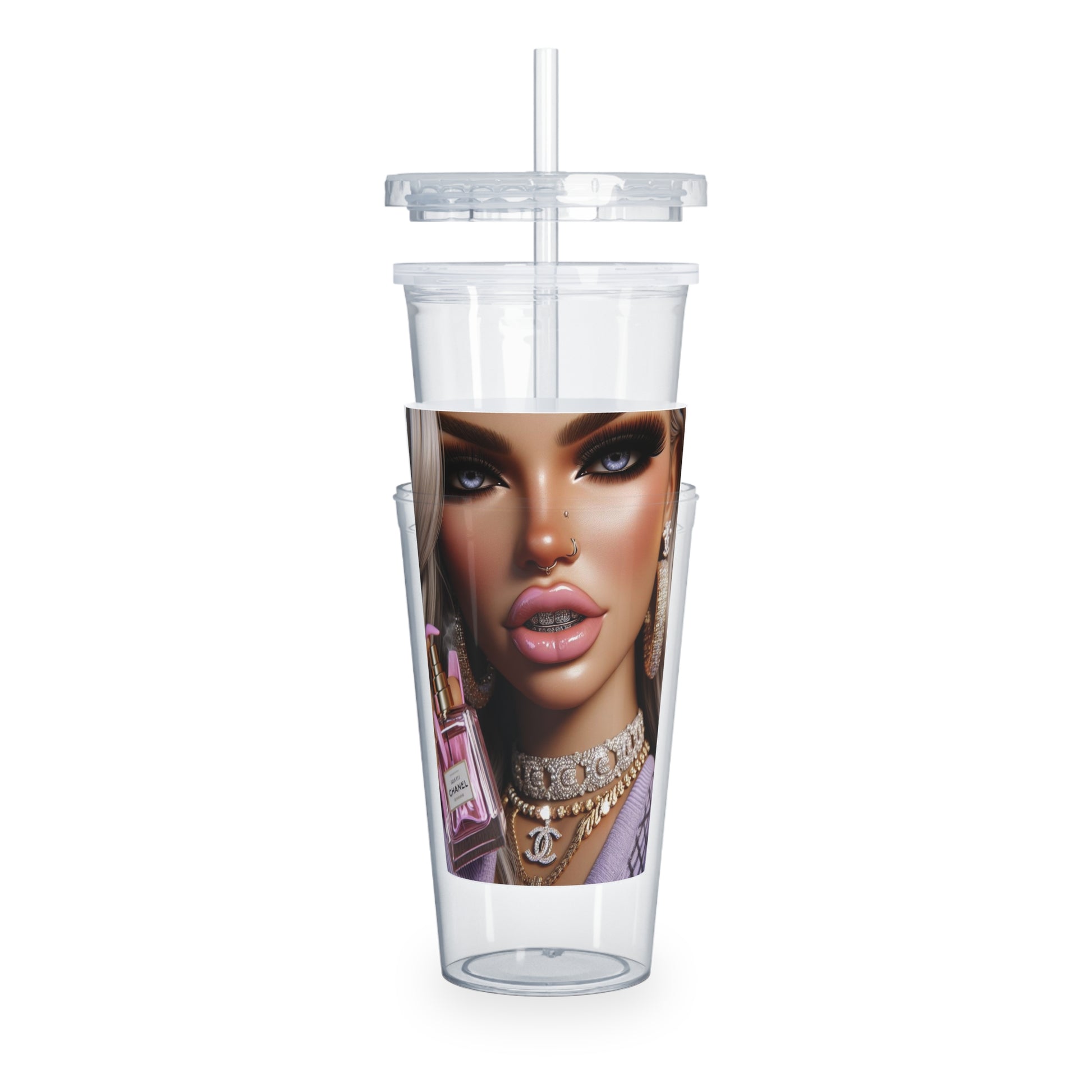 Chanel Please Tumbler with Straw Mug Printify