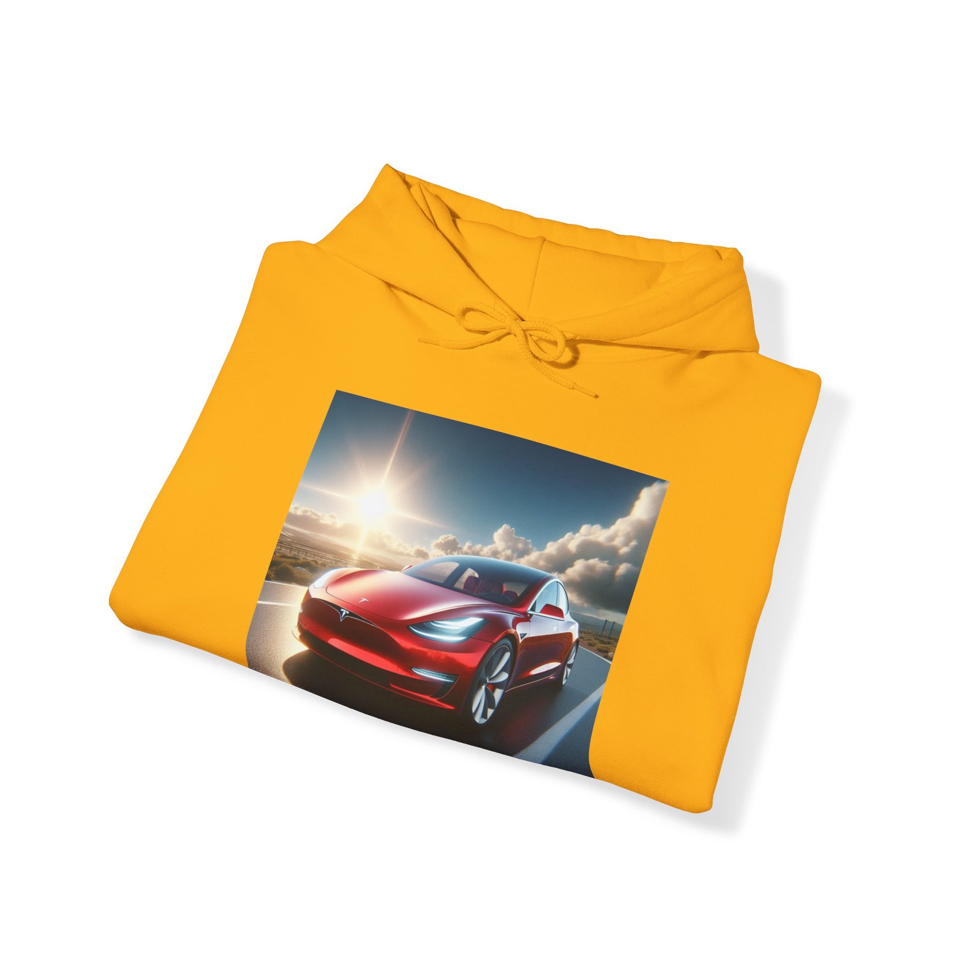 Red Tesla Hoodie Hoodie Printify