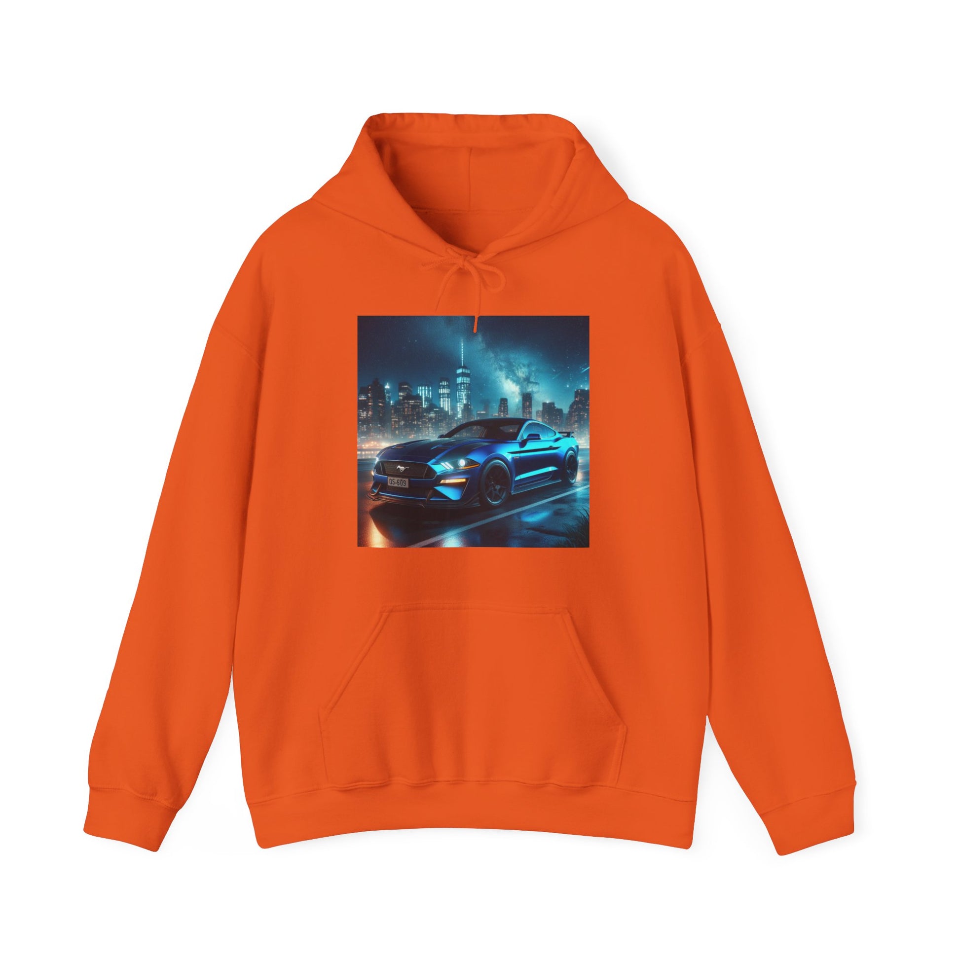 Blue Mustang Hoodie Hoodie Printify Orange S