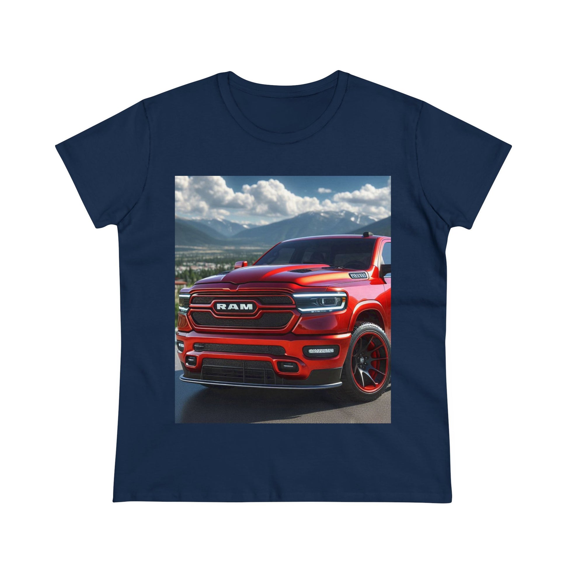 Red Dodge Ram T-Shirrt T-Shirt Printify Navy S