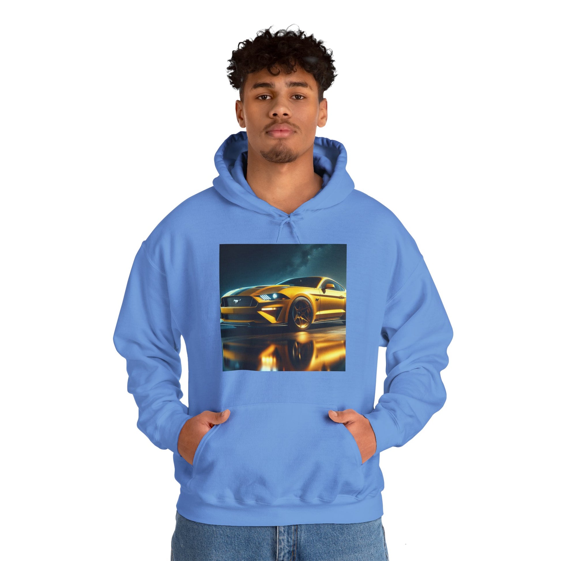 Yellow Mustang Hoodie Hoodie Printify