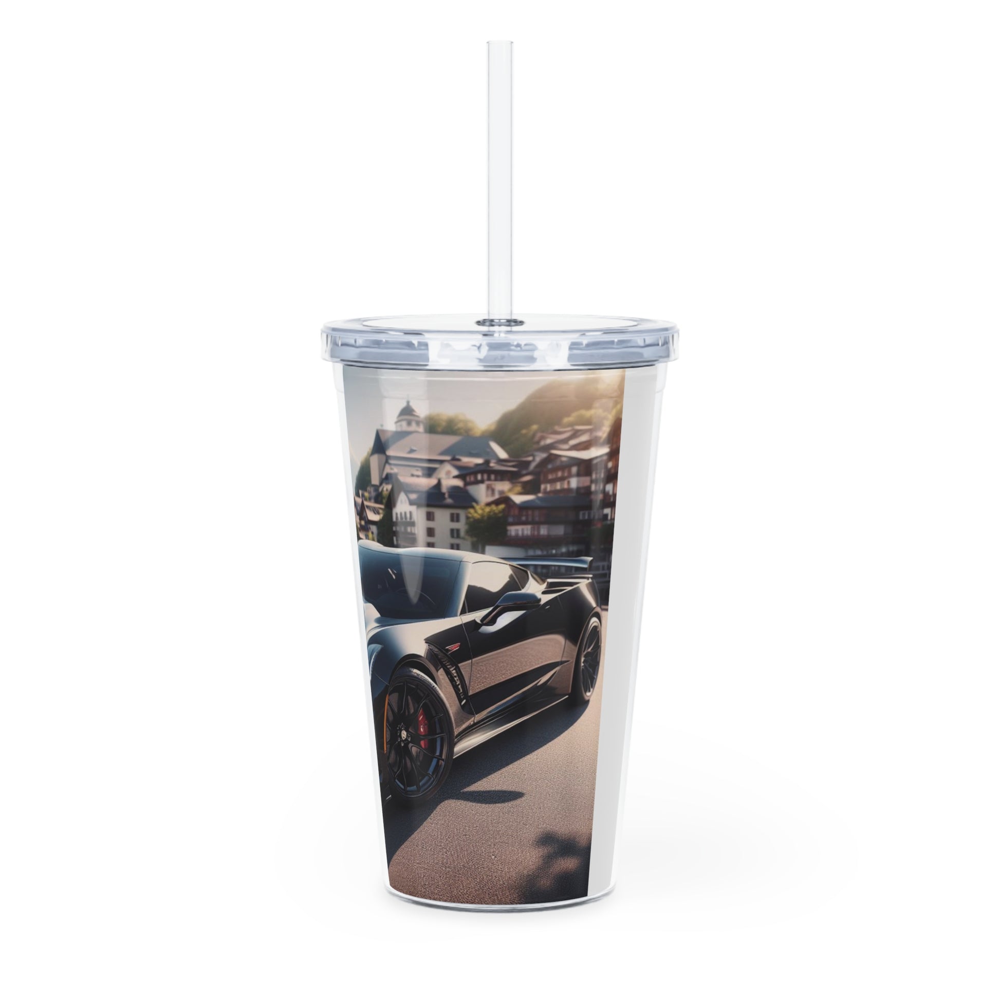Black Corvette Tumbler with Straw Mug Printify