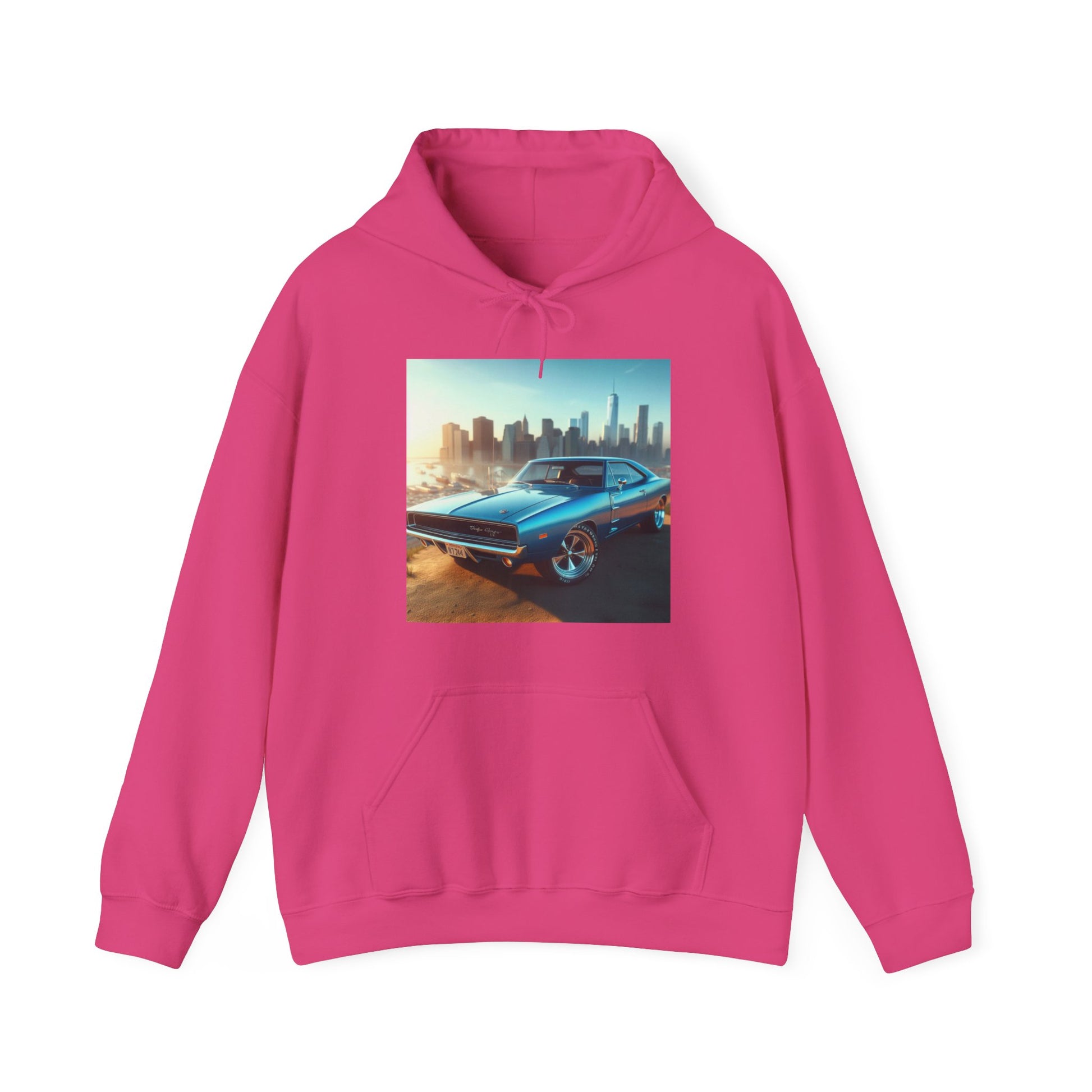 1970 Blue Dodge Charger Hoodie Hoodie Printify Heliconia S