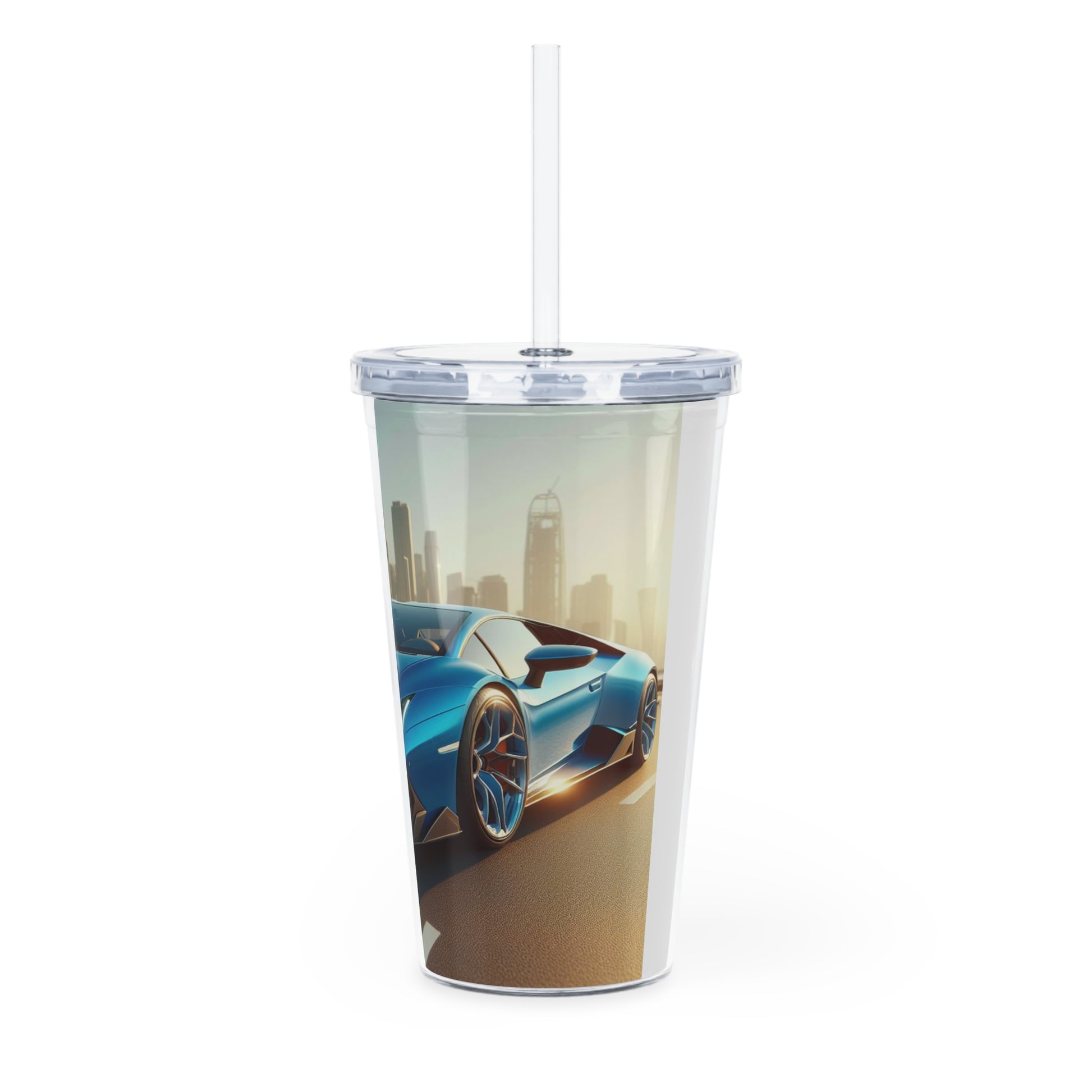 Blue Lamborghini Tumbler with Straw Mug Printify