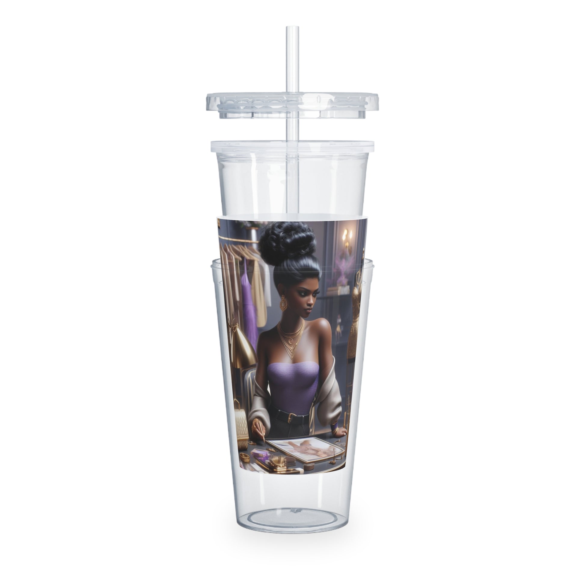 Fashion and Beauty Tumbler with Straw Mug Printify
