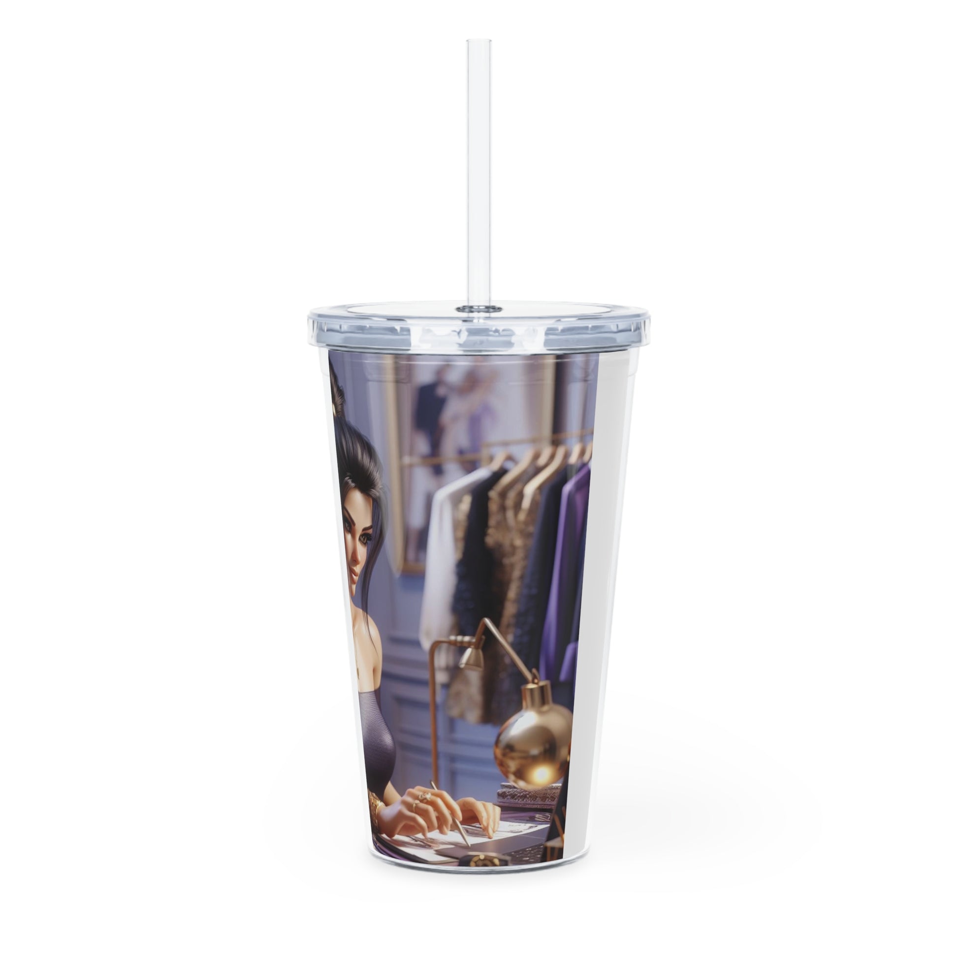 Fashion and Beauty Tumbler with Straw Mug Printify