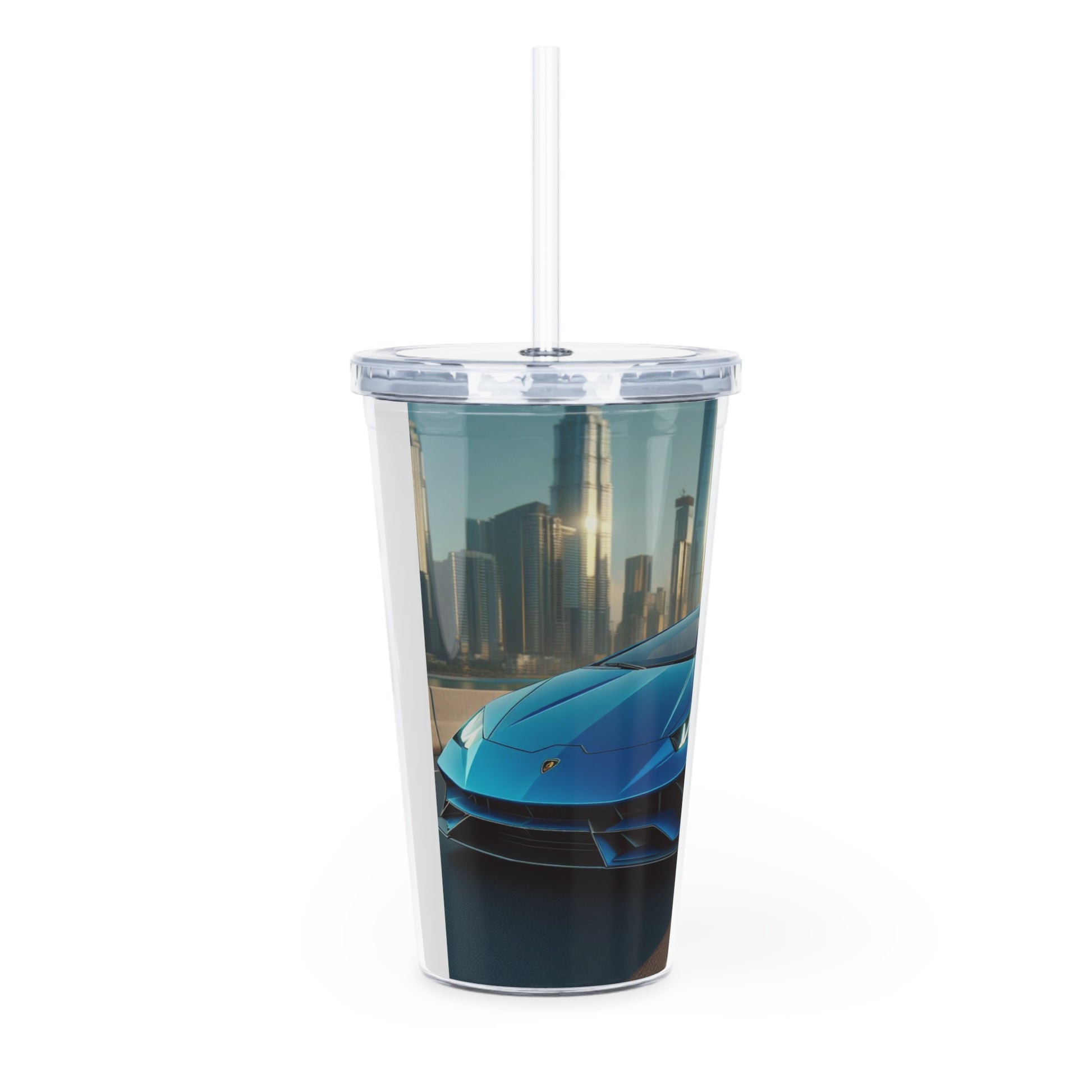 Blue Lamborghini Tumbler with Straw Mug Printify