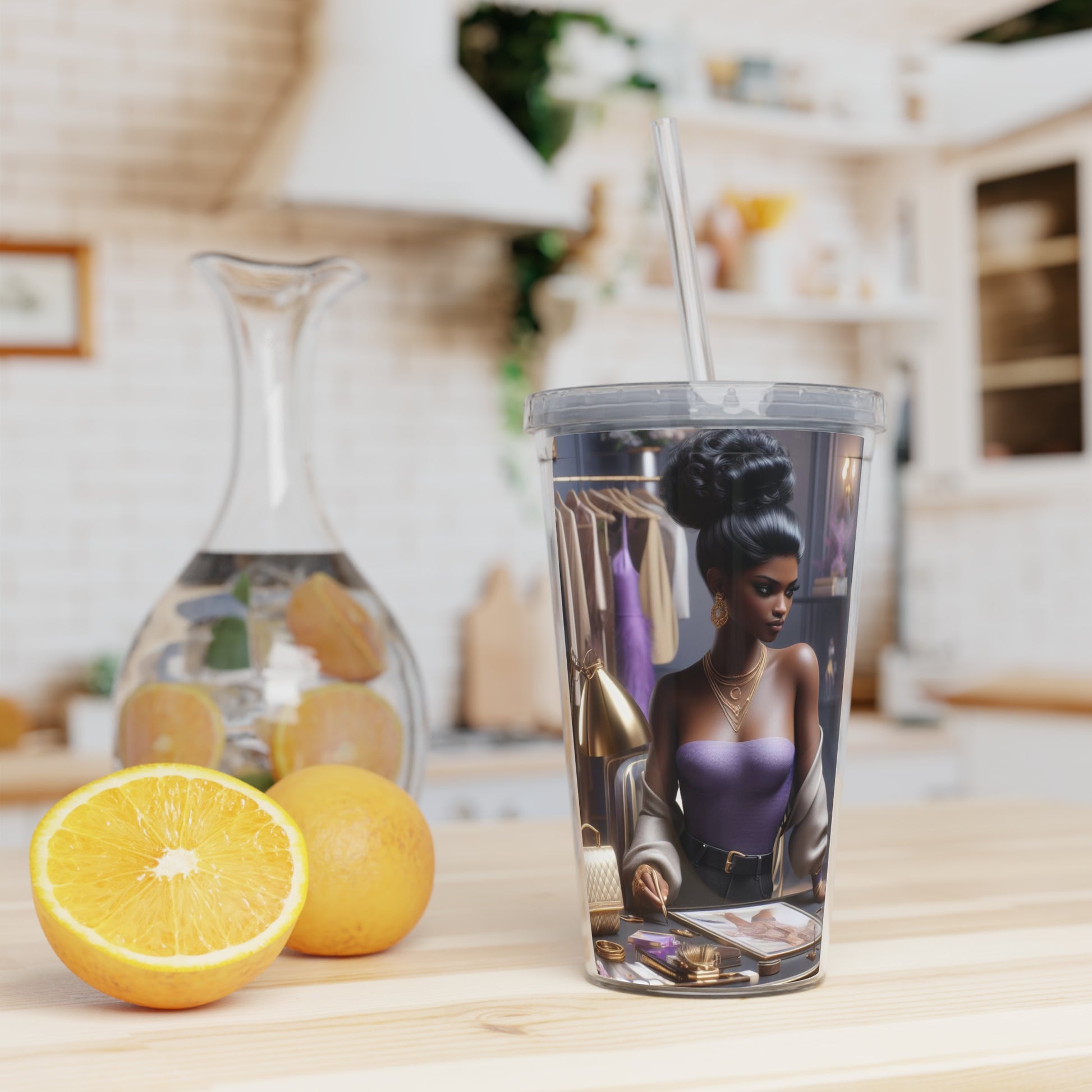 Fashion and Beauty Tumbler with Straw Mug Printify