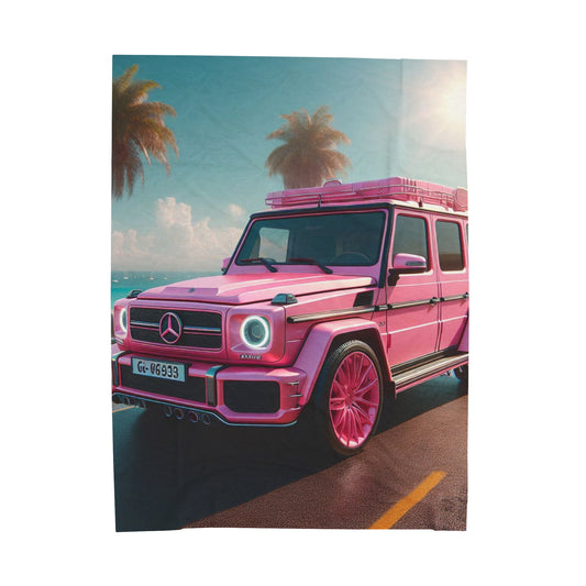 Pink G-Wagon Plush Blanket All Over Prints Printify 60" × 80"