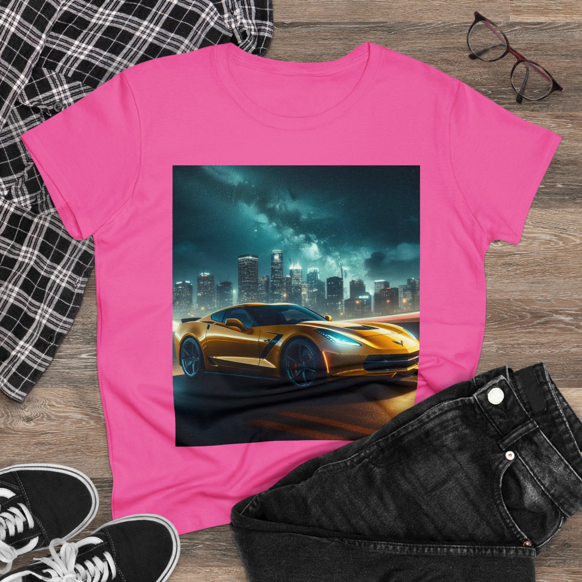 Yellow Corvette T-Shirt T-Shirt Printify