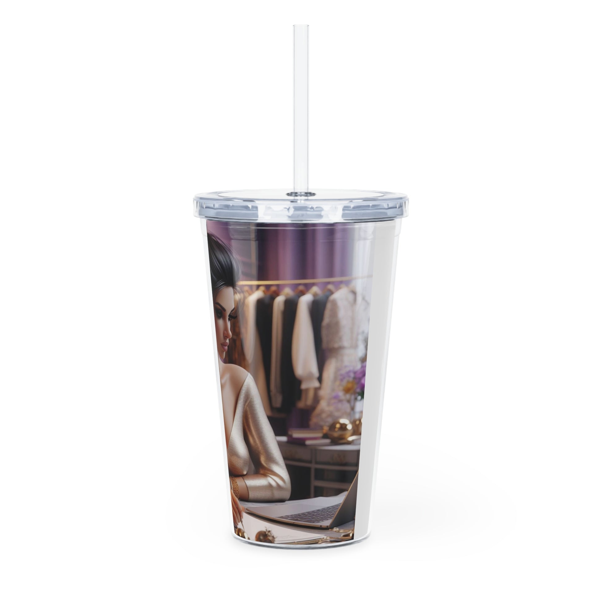 Fashion and Beauty Tumbler with Straw Mug Printify