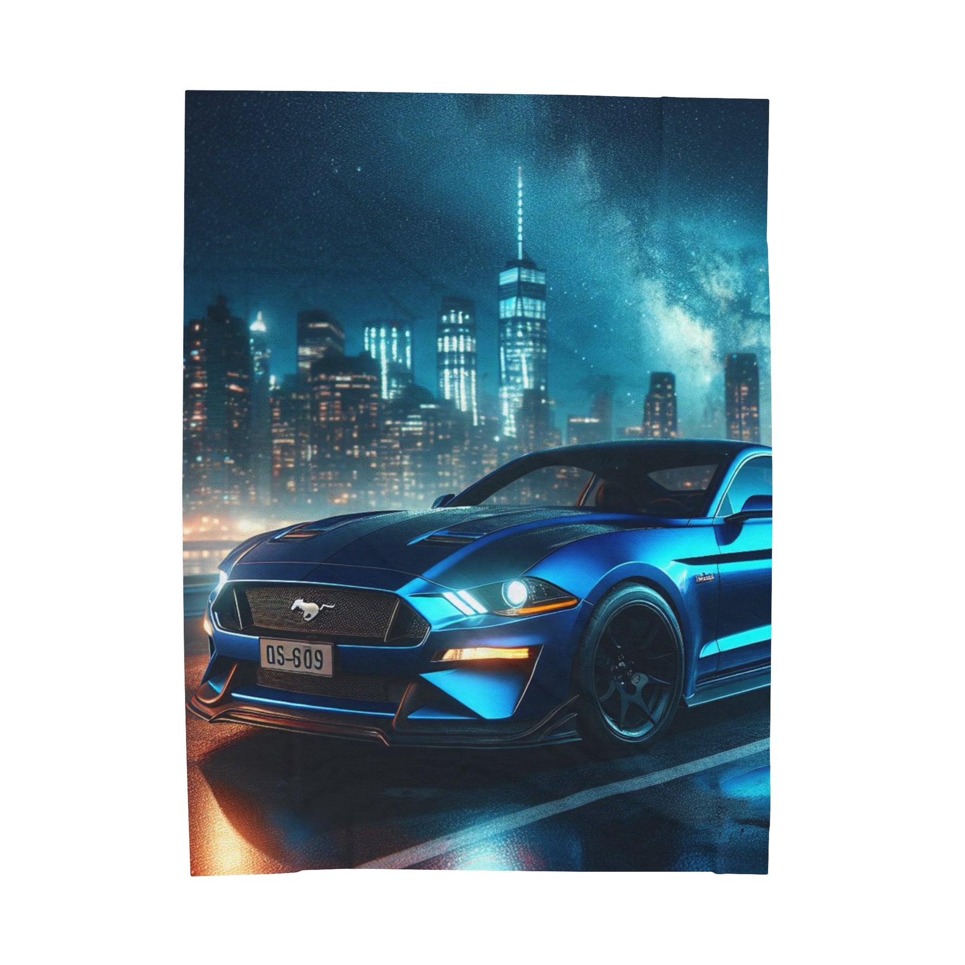 Blue Mustang Plush Blanket All Over Prints Printify 60" × 80"
