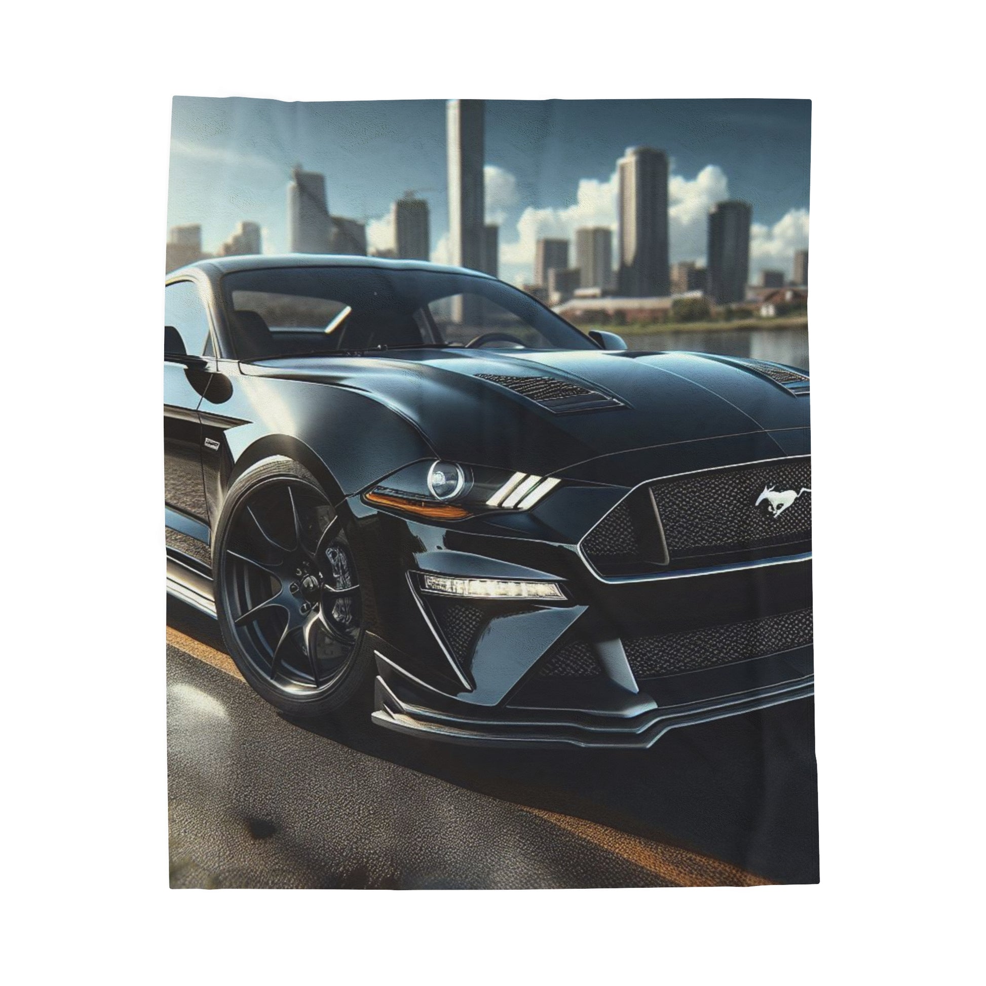 Black Mustang Plush Blanket All Over Prints Printify 50" × 60"