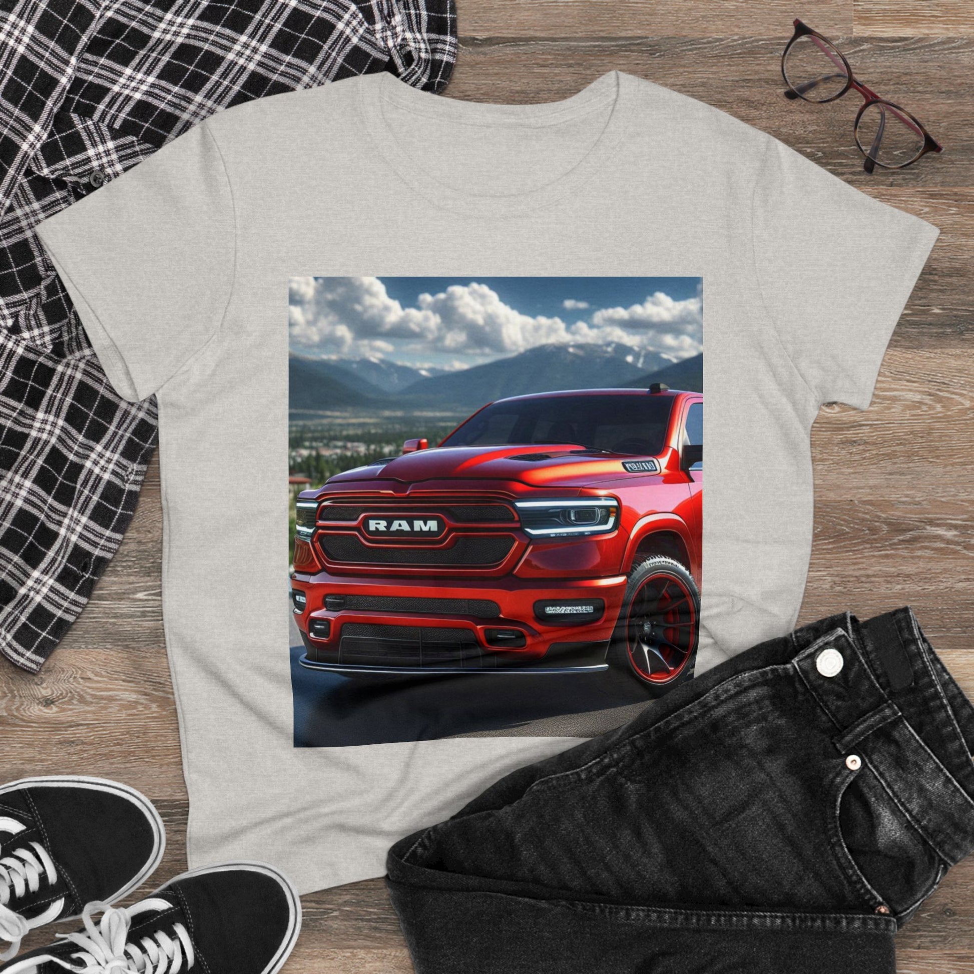 Red Dodge Ram T-Shirrt T-Shirt Printify