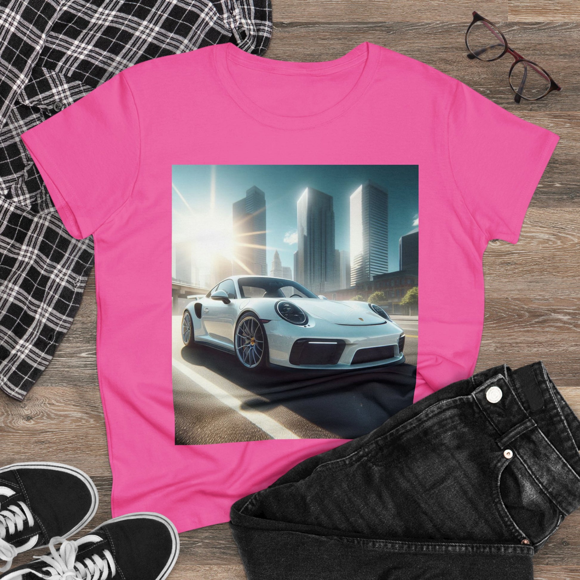 White Porsche T-Shirt T-Shirt Printify