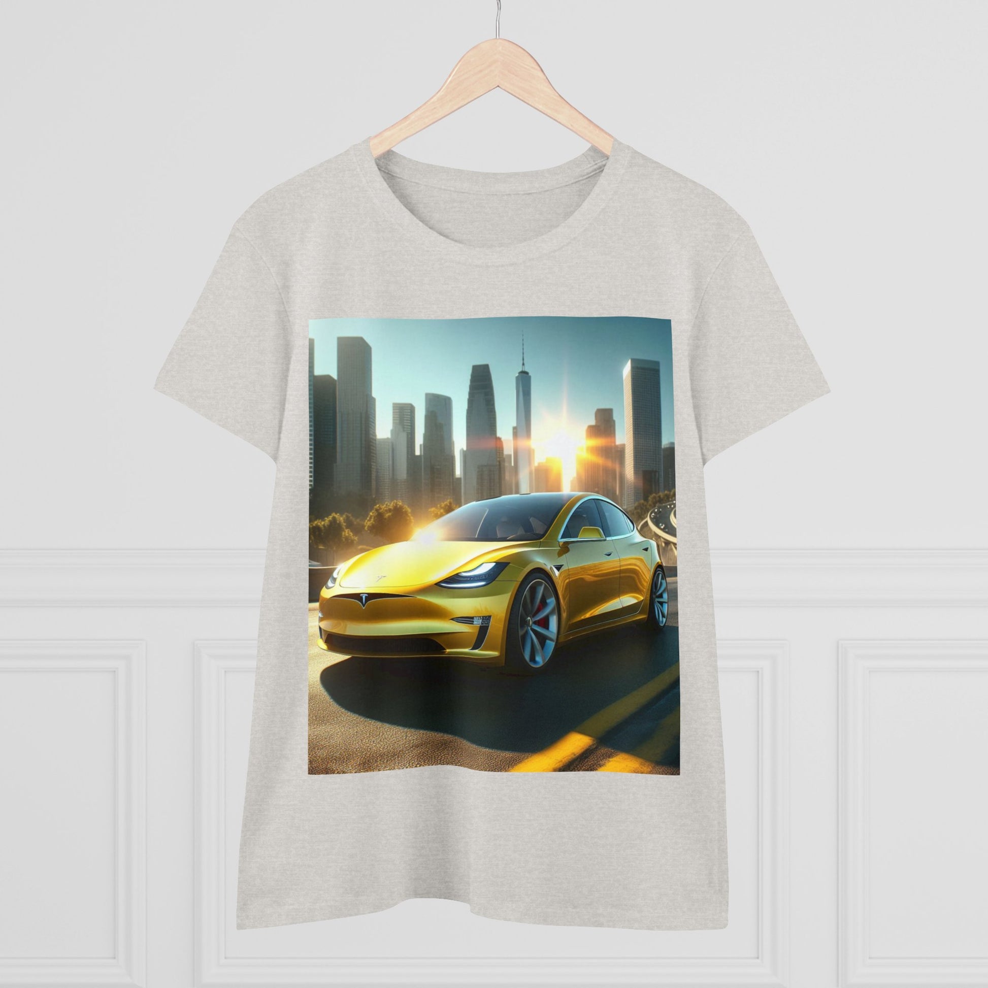 Yellow Tesla T-Shirt T-Shirt Printify