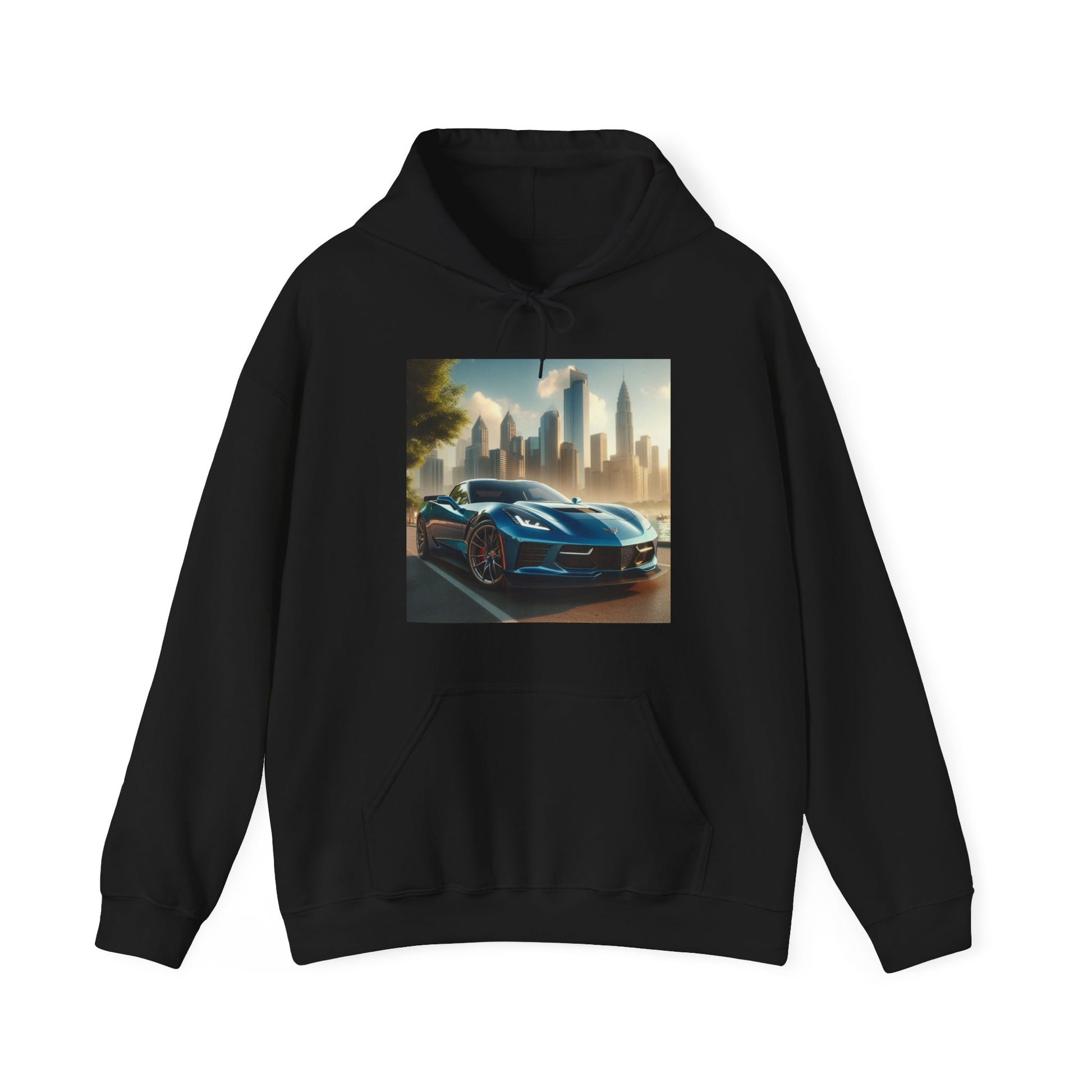 Blue Corvette Hoodie Hoodie Printify Black S