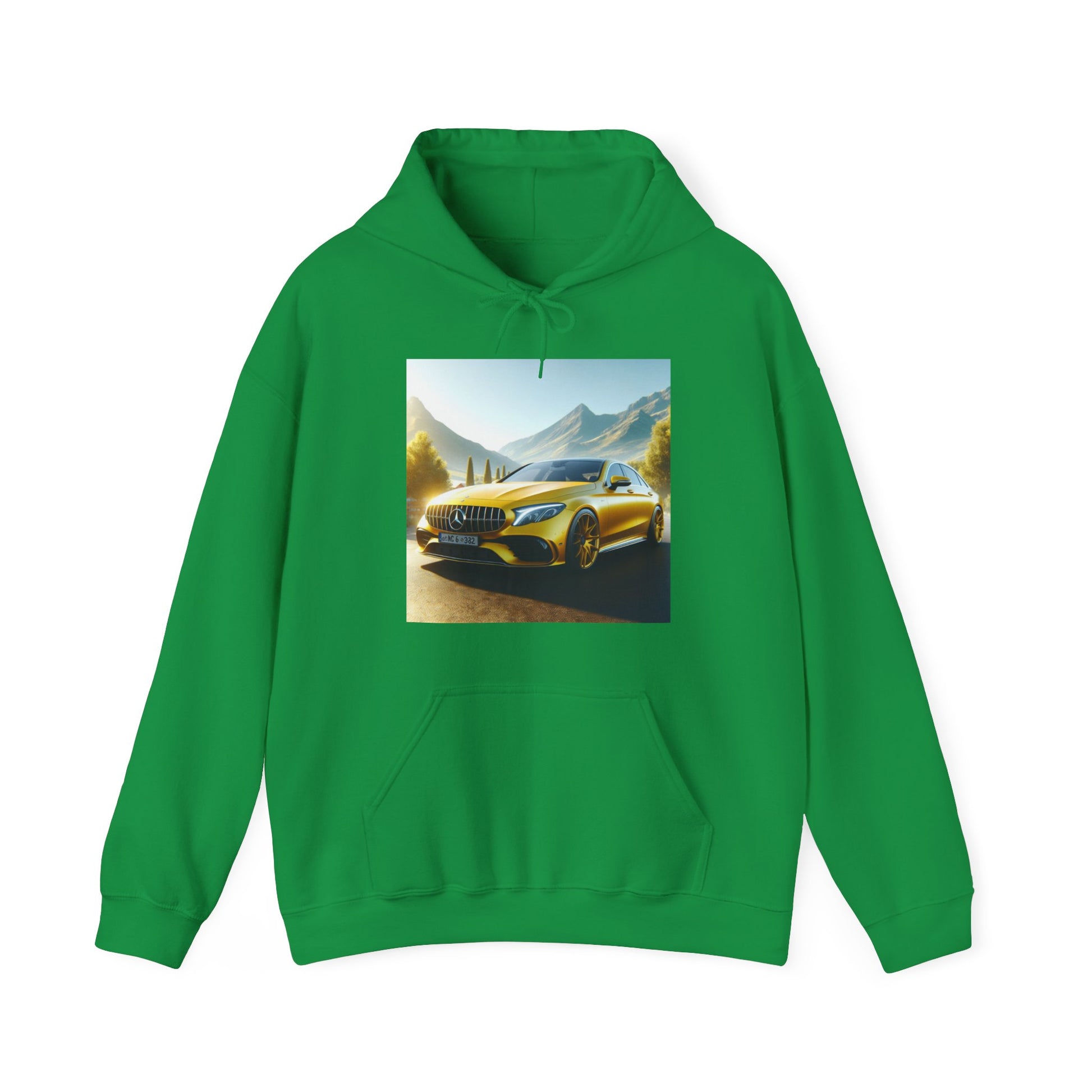 Yellow Mercedes Hoodie Hoodie Printify Irish Green S