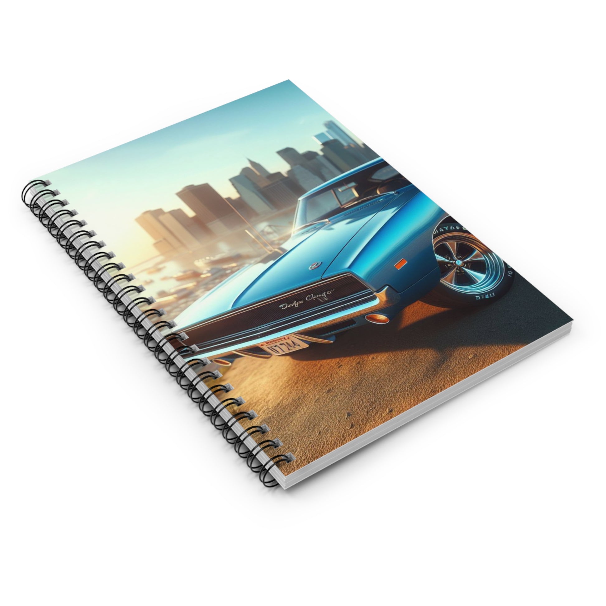 1970 Blue Dodge Charger Spiral Notebook Paper products Printify