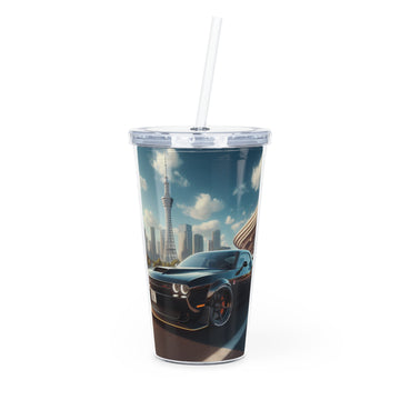 Black Challenger Tumbler with Straw Mug Printify 20oz Transparent