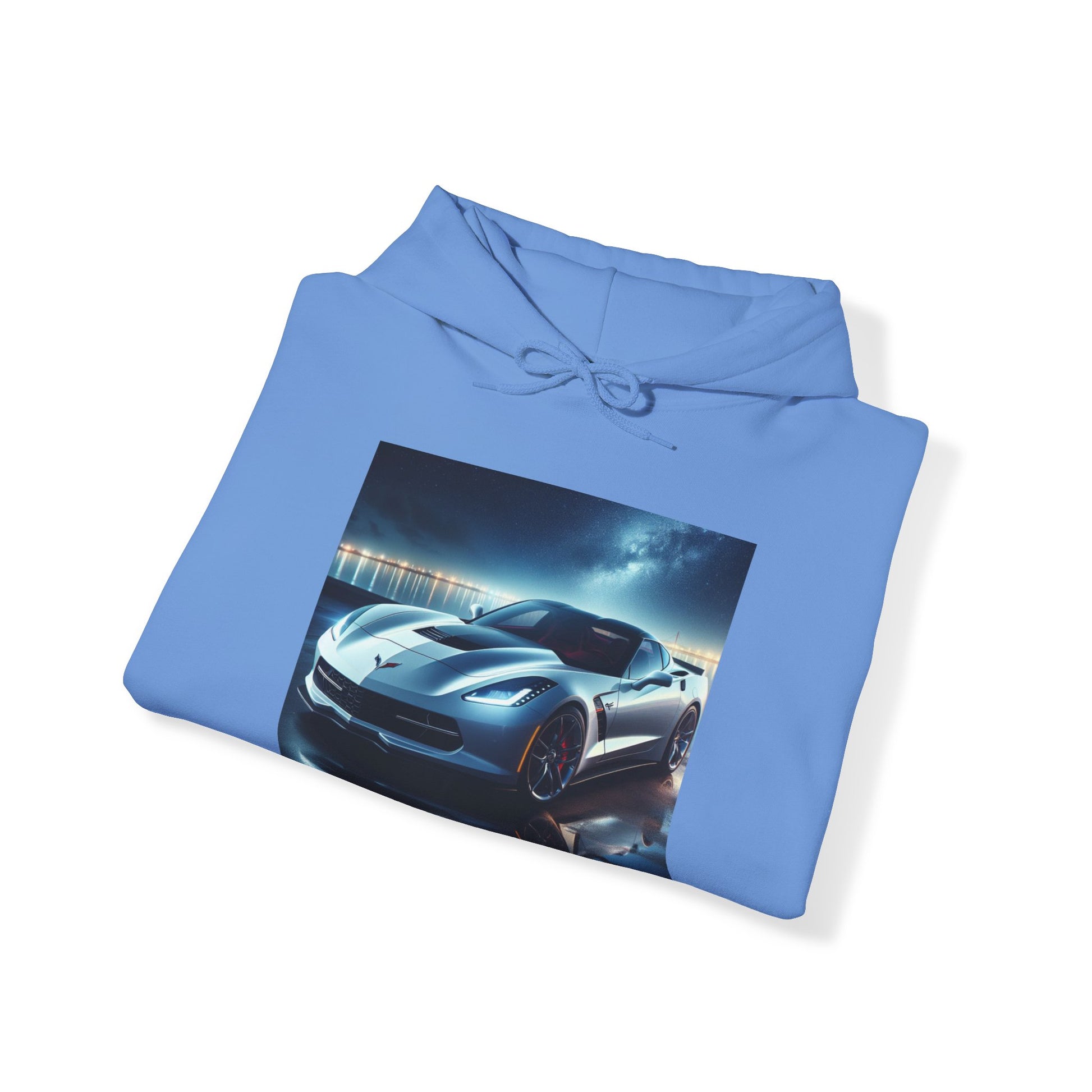 White Corvette Hoodie Hoodie Printify