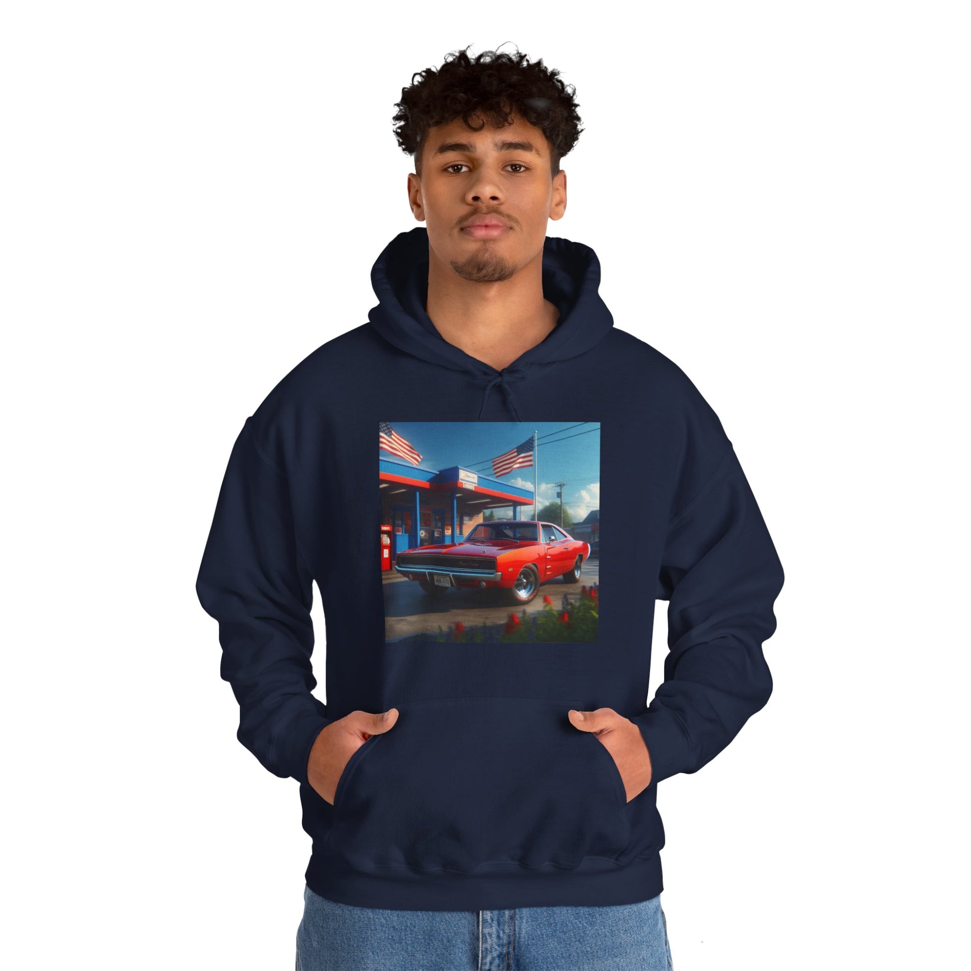 1970 Red Dodge Charger Hoodie Hoodie Printify