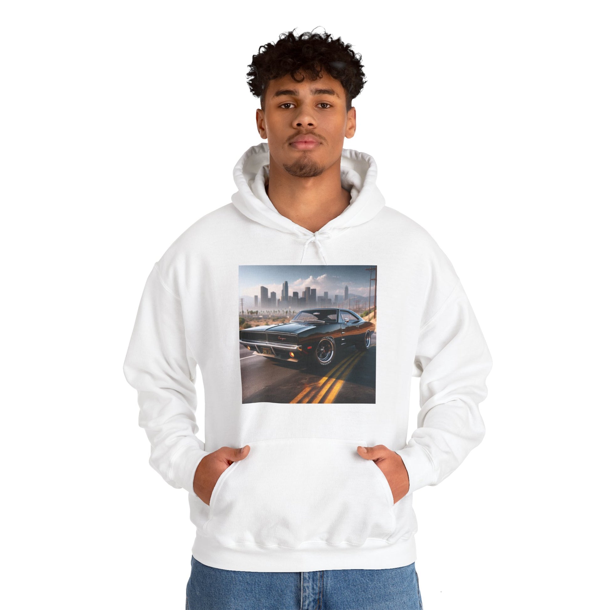 1970 Black Dodge Charger Hoodie Hoodie Printify