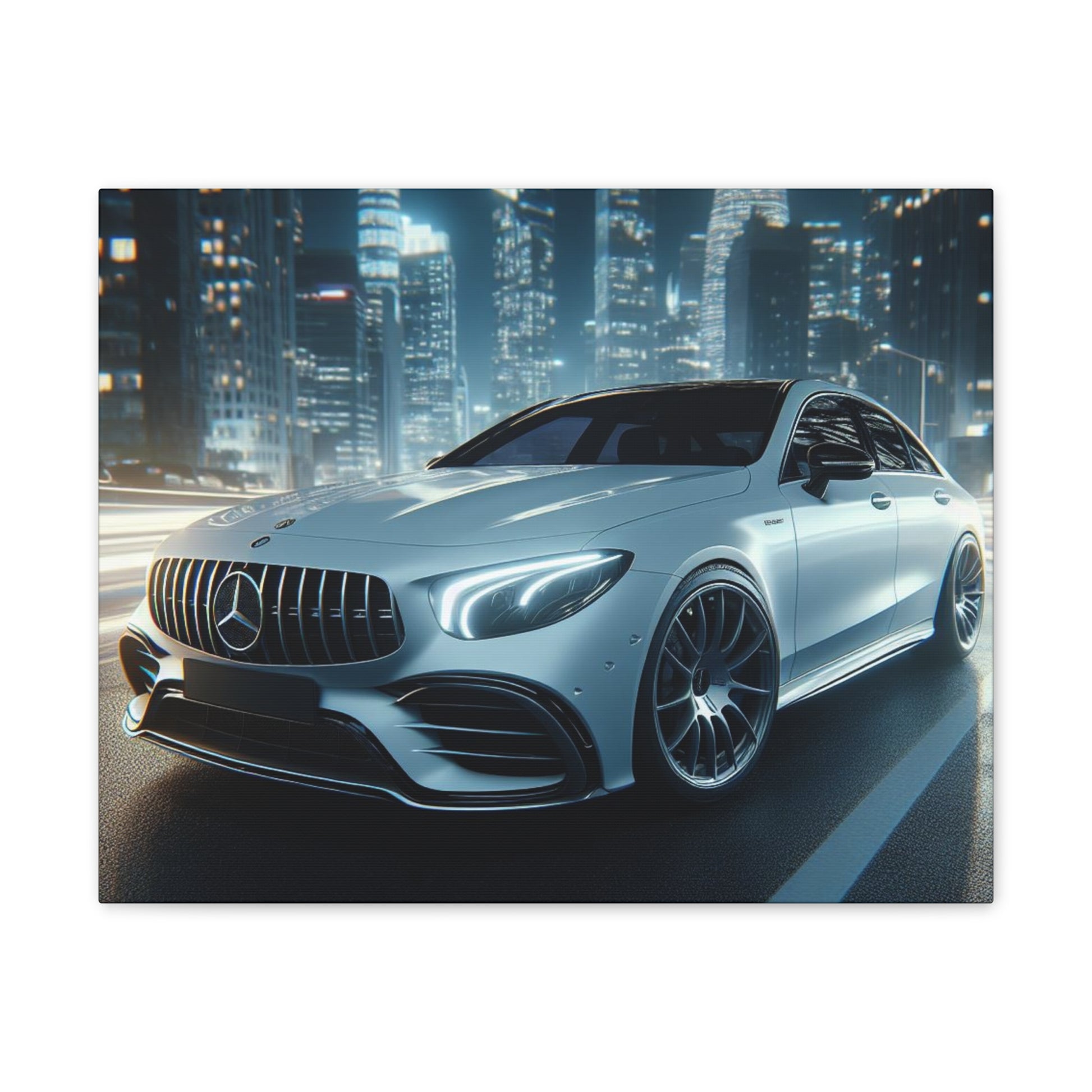 White Mercedes Canvas Canvas Printify