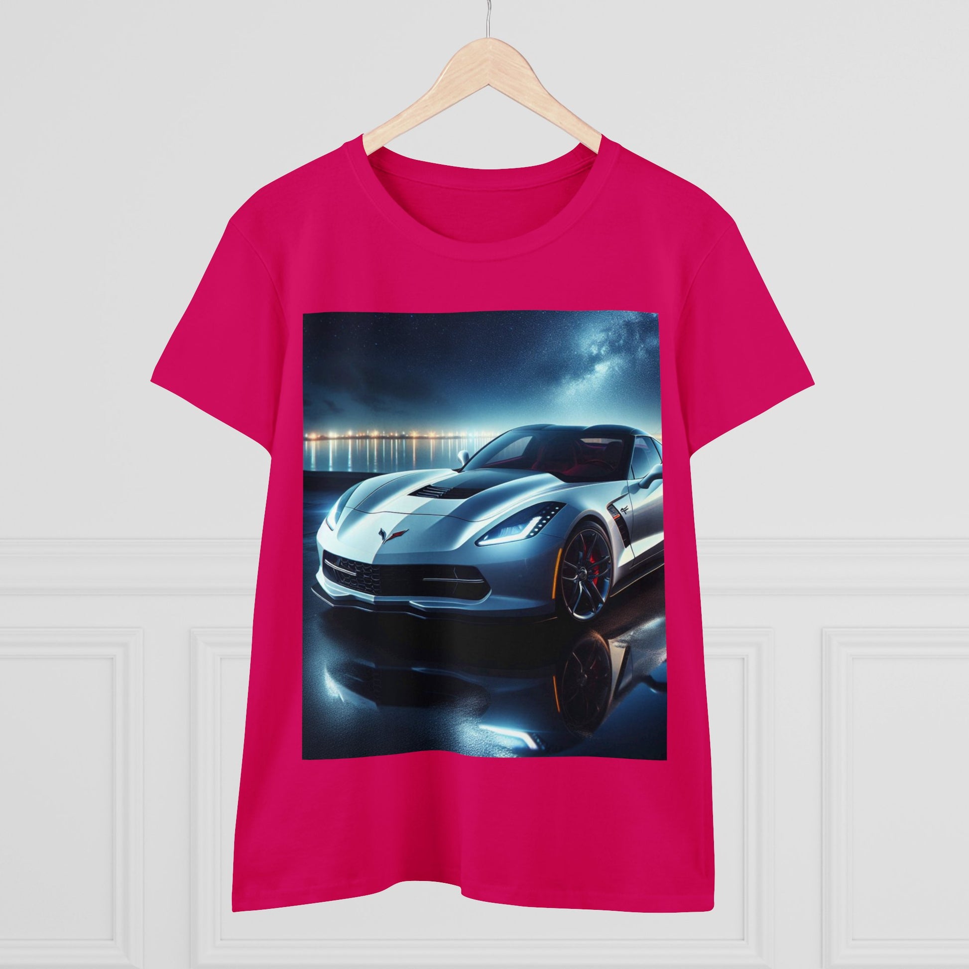 White Corvette T-Shirt T-Shirt Printify