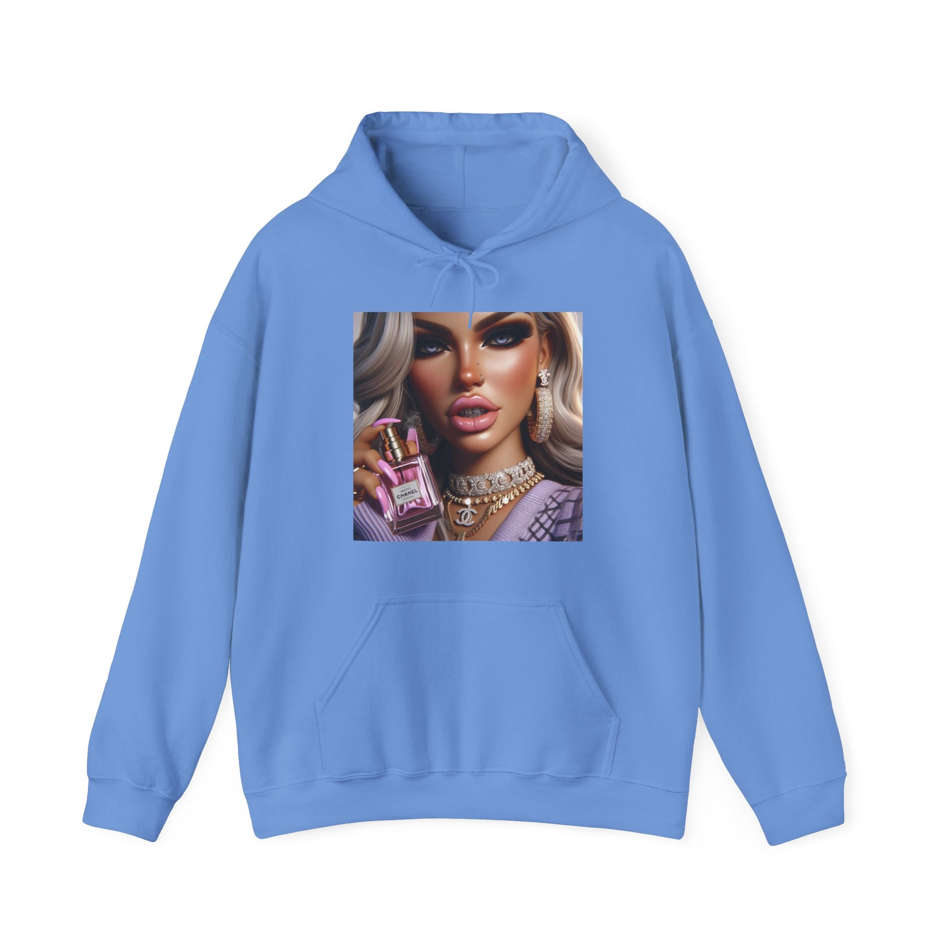 Chanel Please Hoodie Hoodie Printify Carolina Blue S