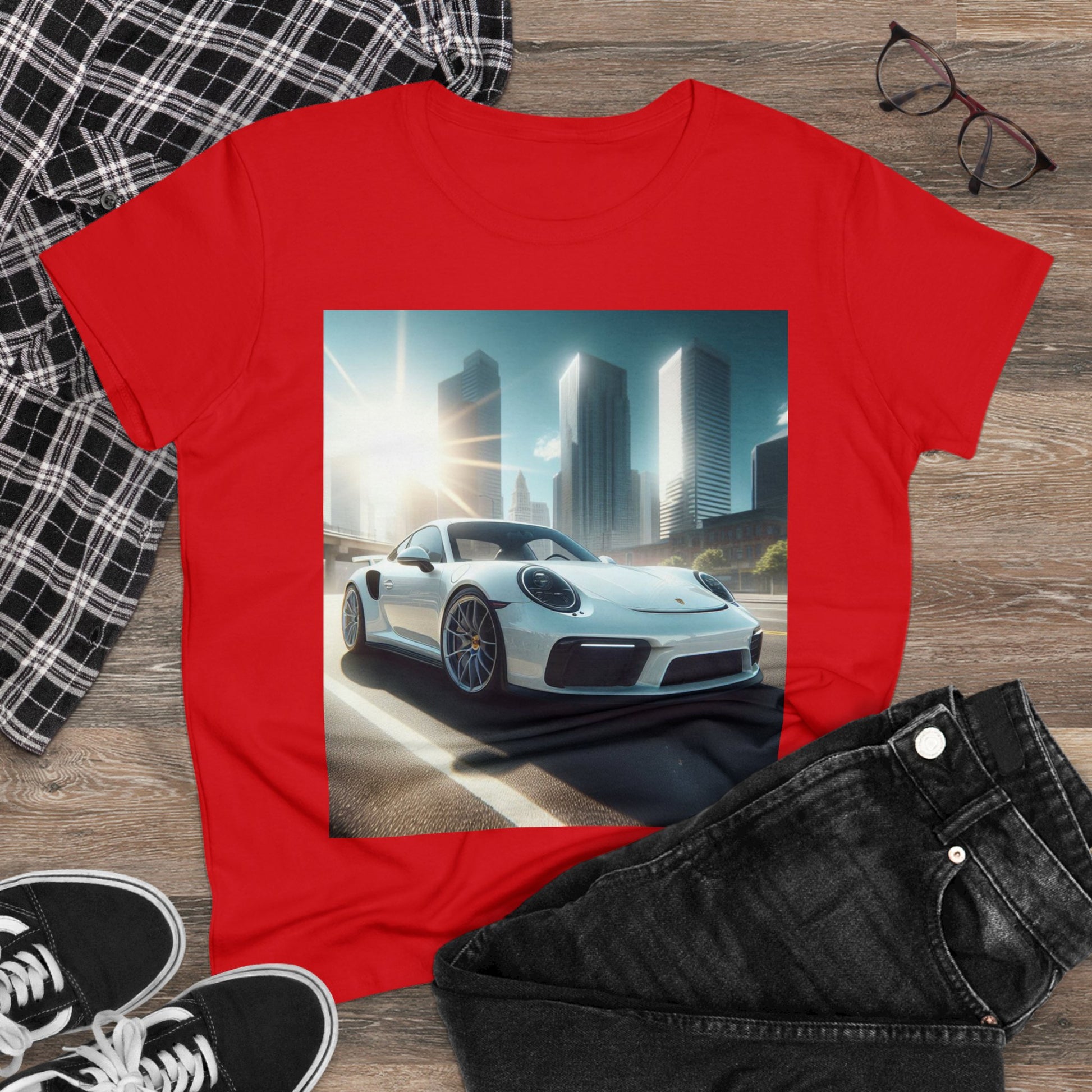 White Porsche T-Shirt T-Shirt Printify