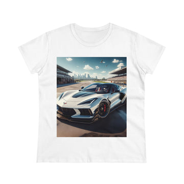 White Corvette T-Shirt T-Shirt Printify White S