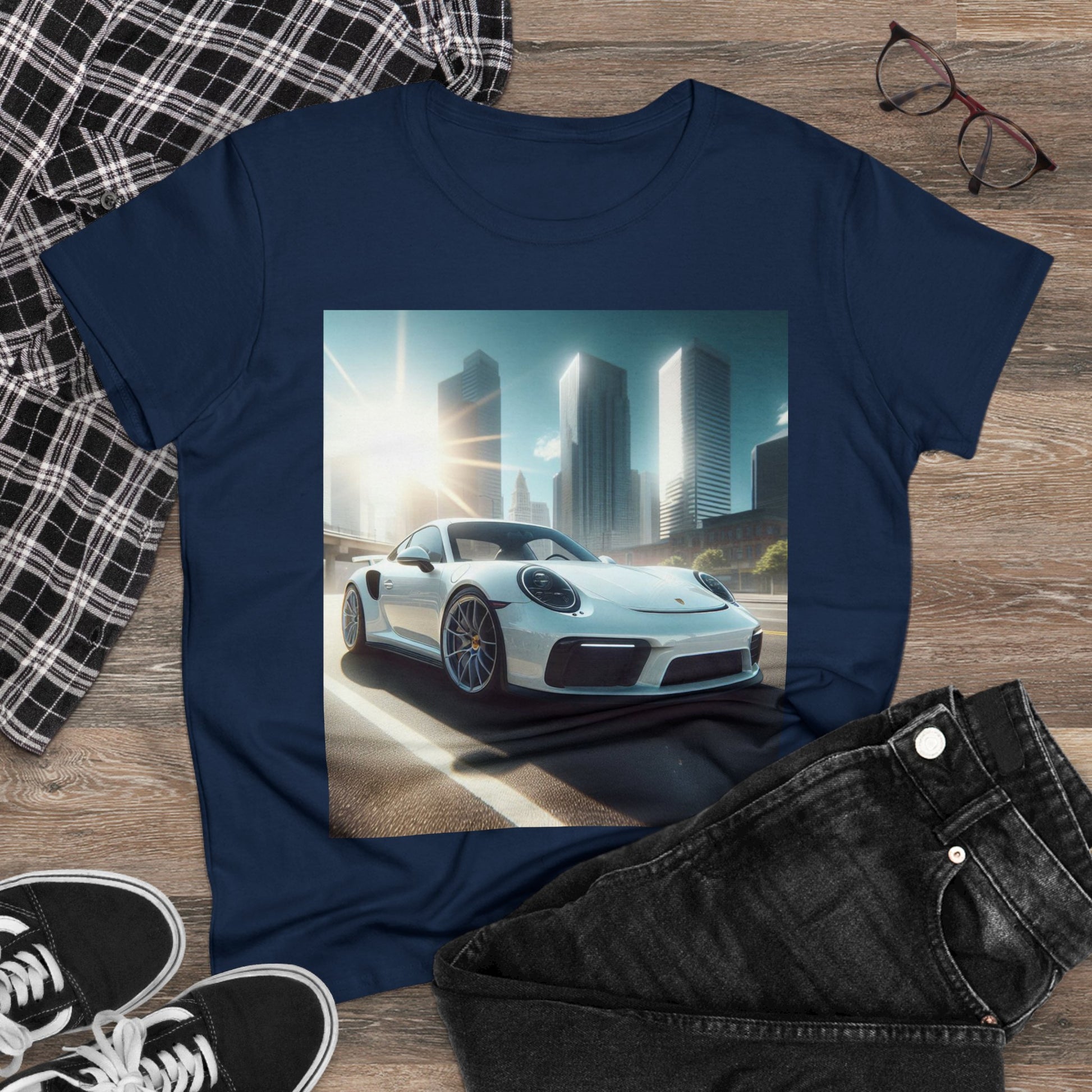 White Porsche T-Shirt T-Shirt Printify