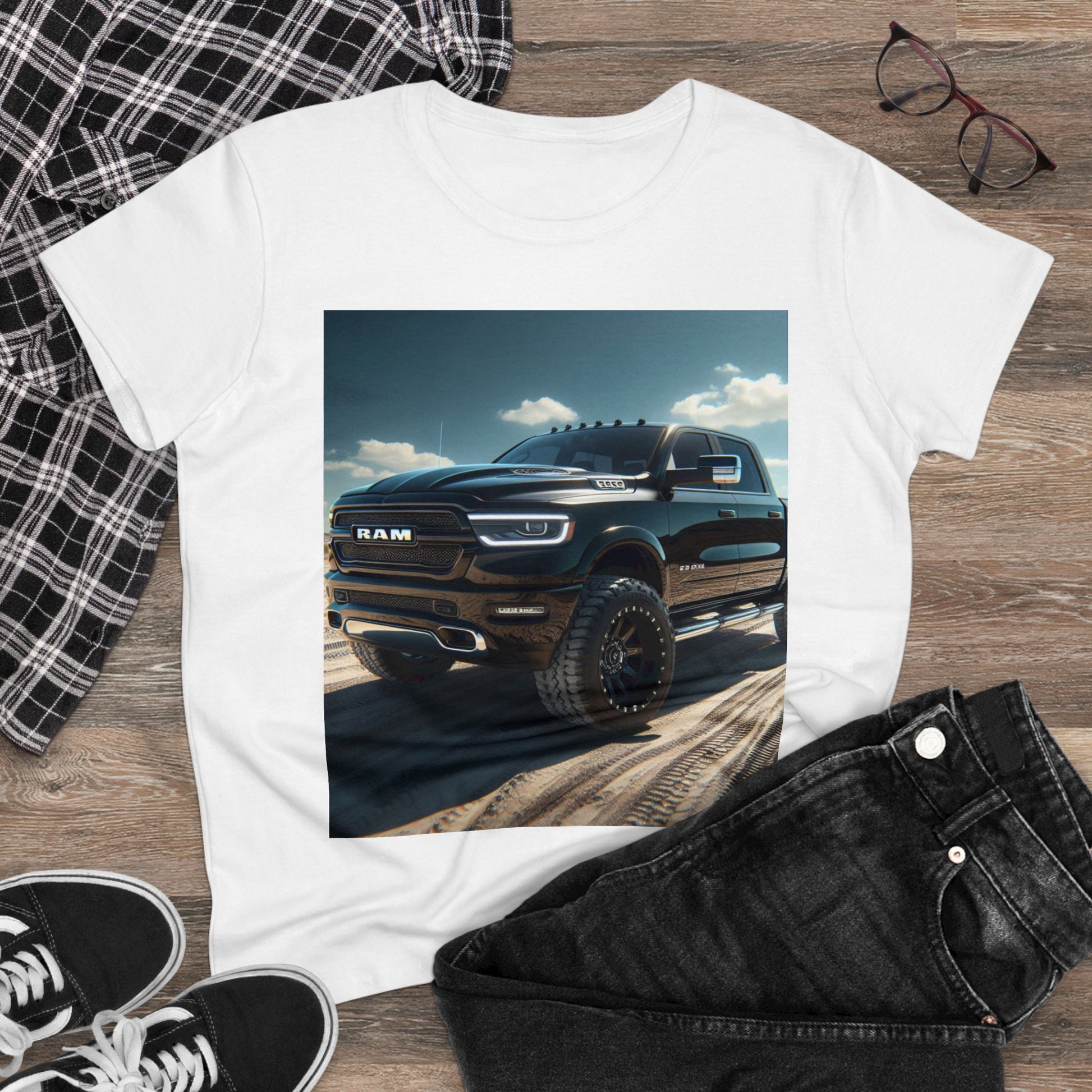Black Dodge Ram T-Shirt T-Shirt Printify