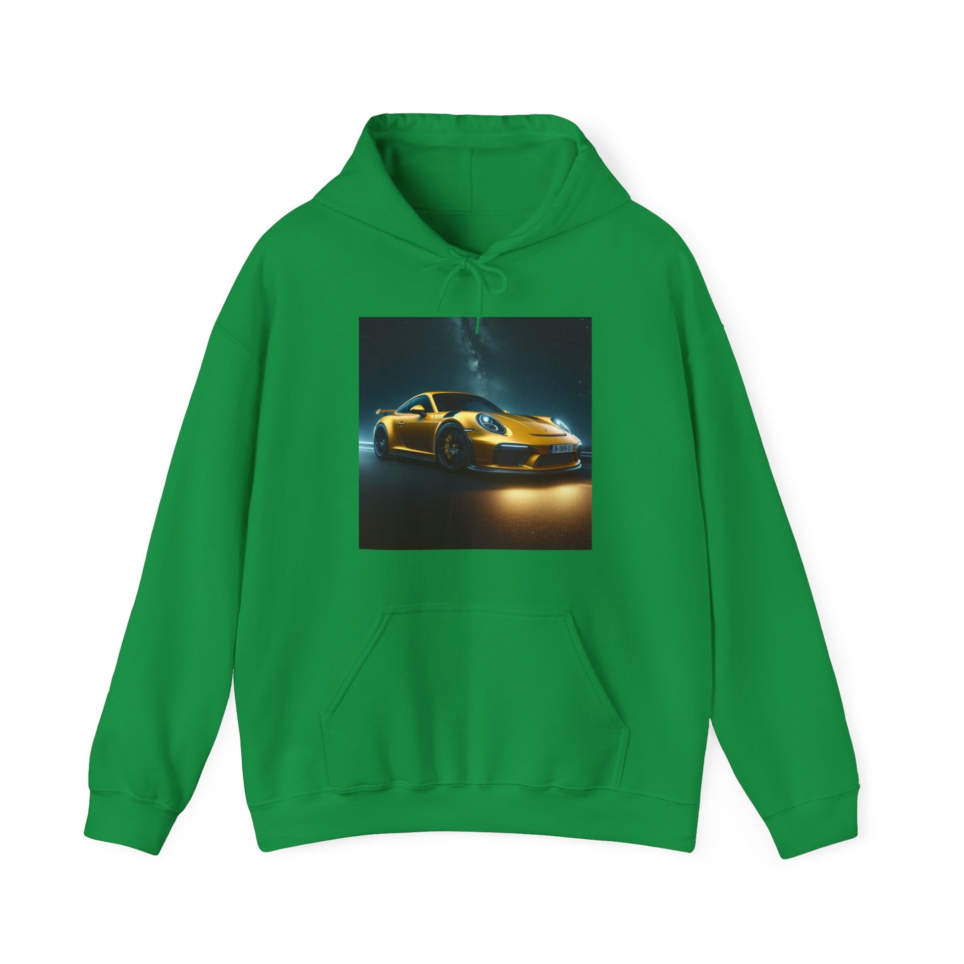Yellow Porsche Hoodie Hoodie Printify Irish Green S