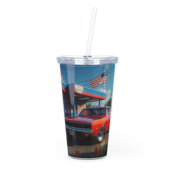 1970 Red Dodge Charger Tumbler with Straw Mug Printify 20oz Transparent