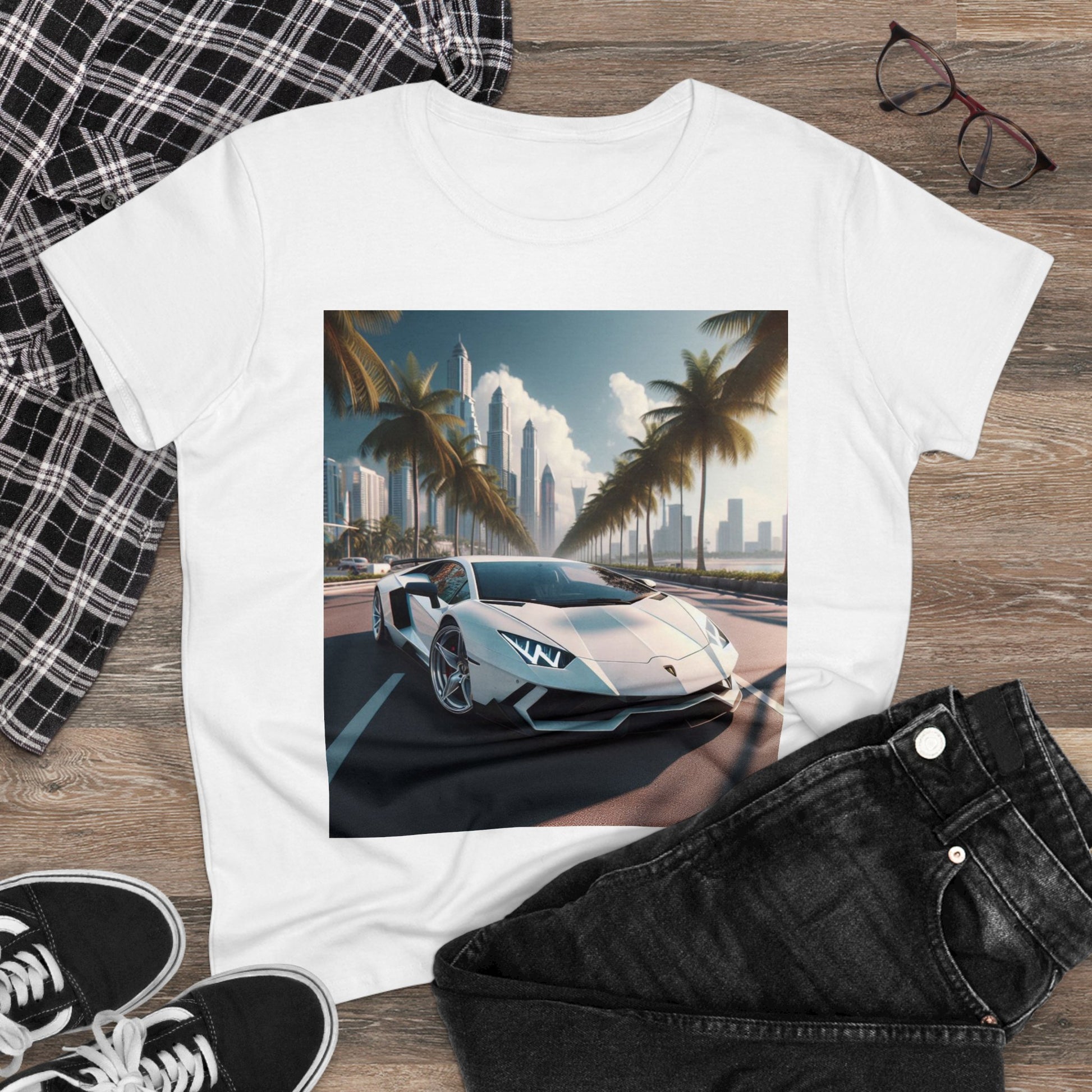 White Lamborghini T-Shirt T-Shirt Printify