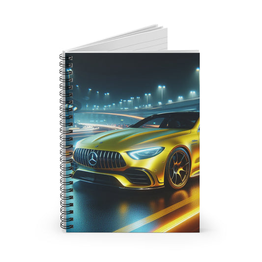 Yellow Mercedes Spiral Notebook Paper products Printify