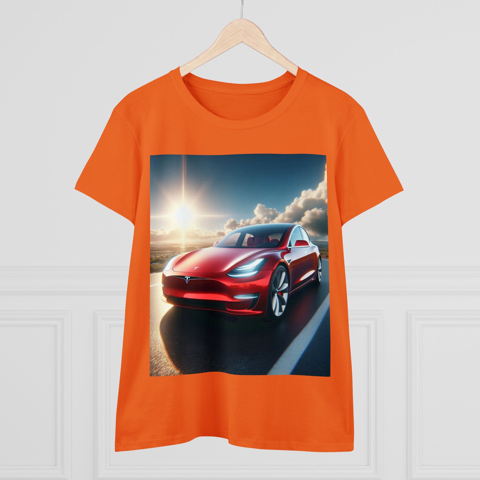 Red Tesla T-Shirt T-Shirt Printify