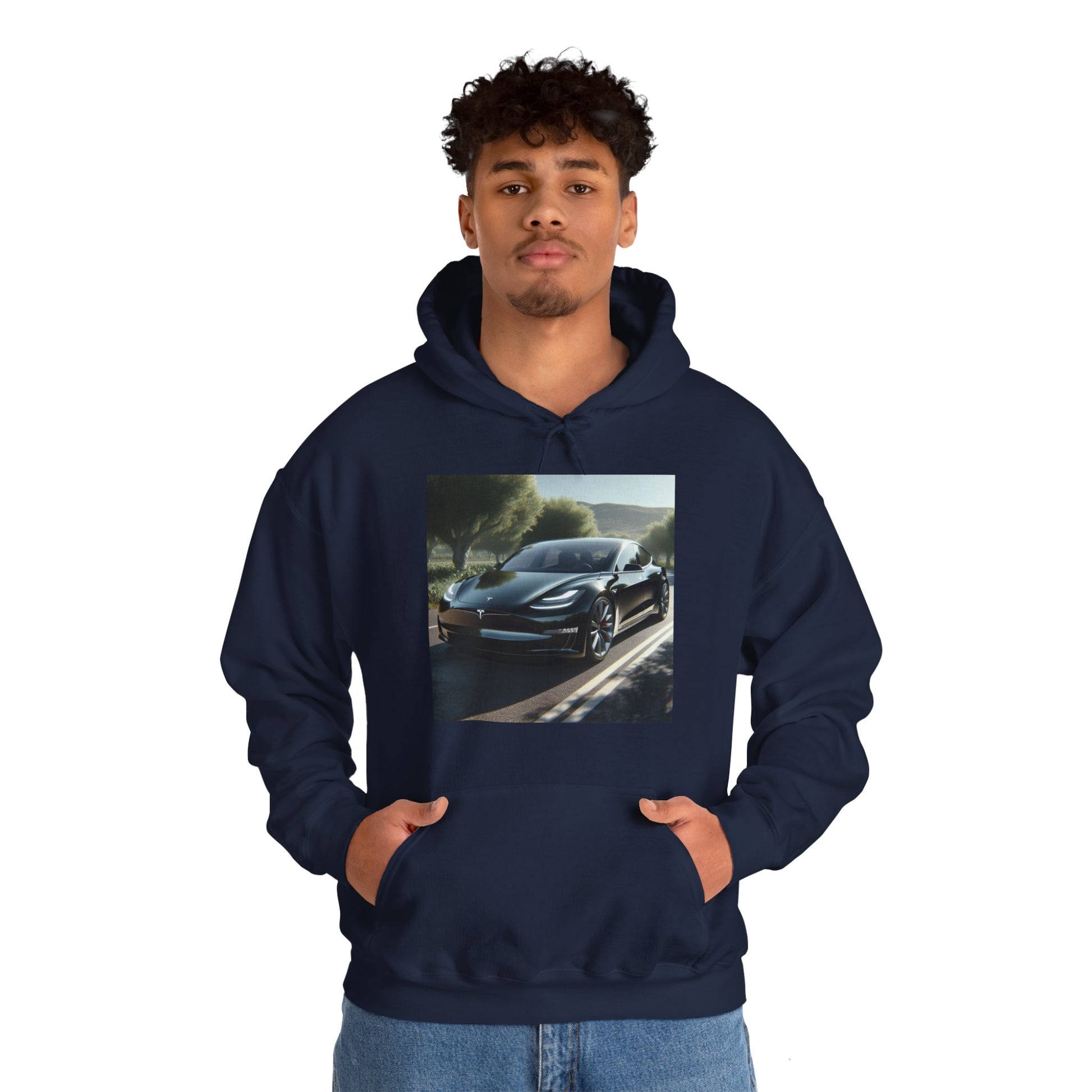 Black Tesla Hoodie Hoodie Printify