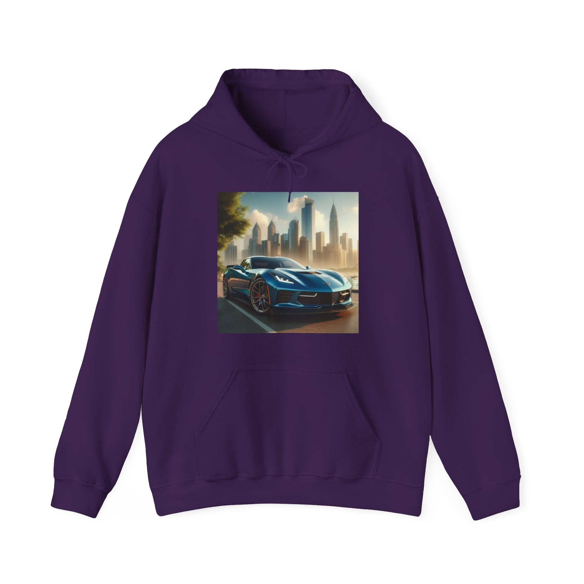 Blue Corvette Hoodie Hoodie Printify Purple S