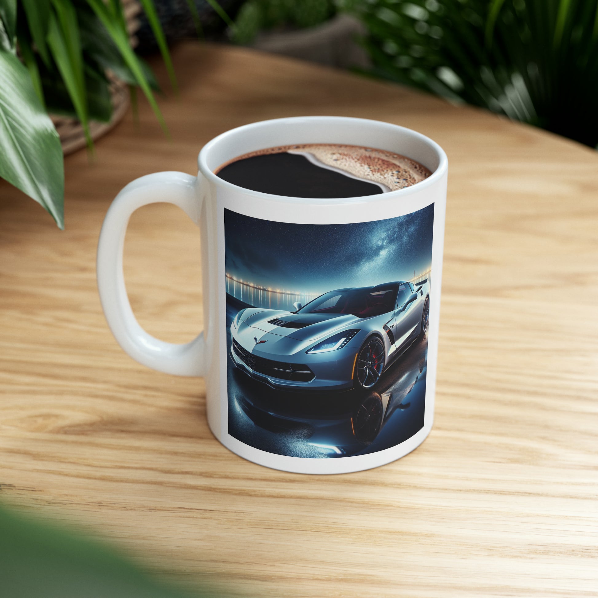 White Corvette Mug Mug Printify