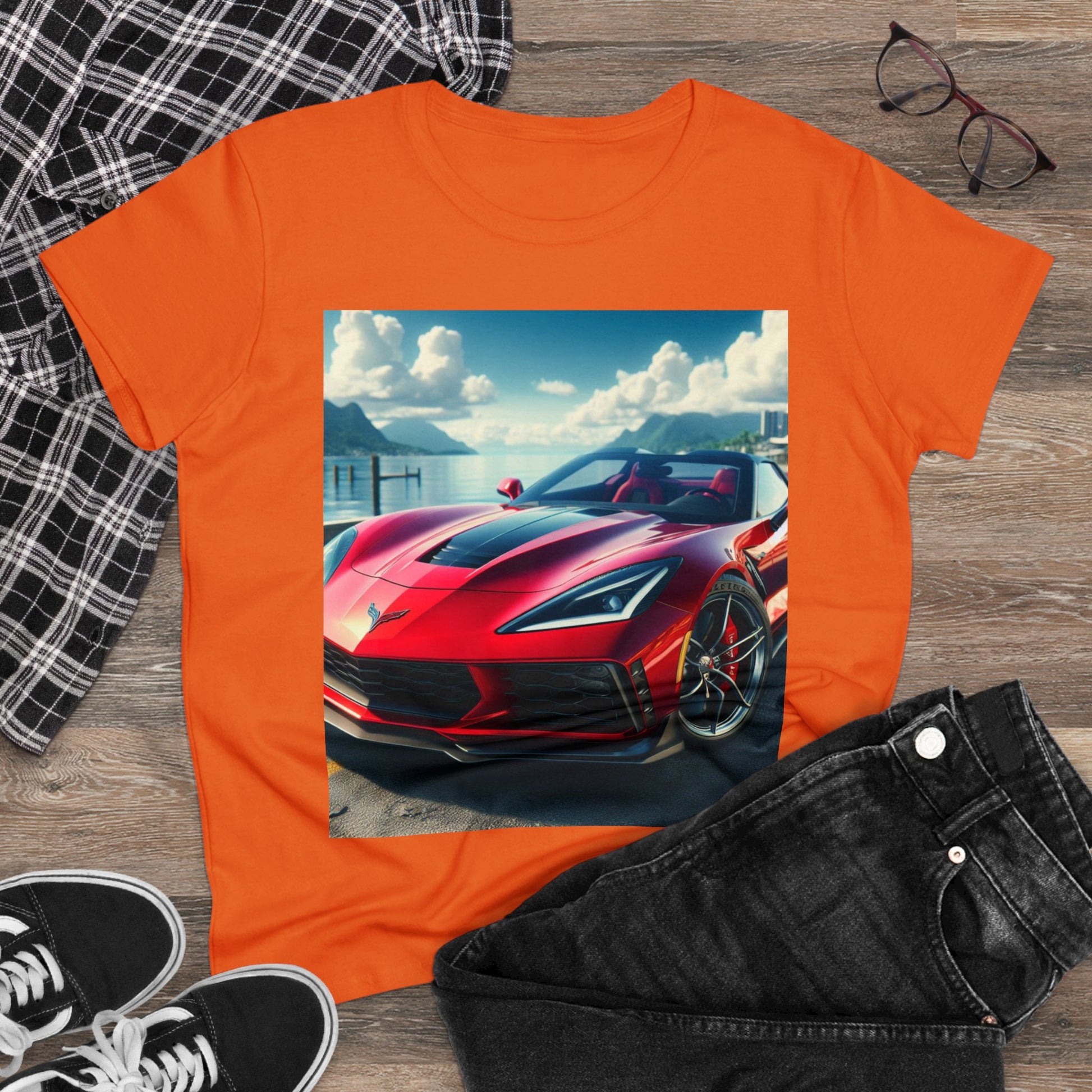 Red Corvette T-Shirt T-Shirt Printify