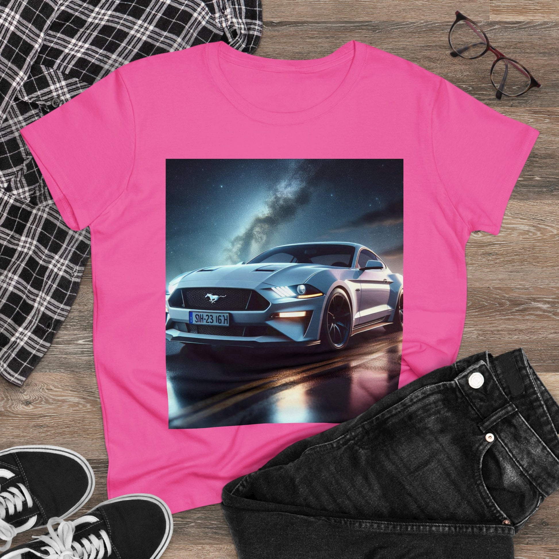 White Mustang T-Shirt T-Shirt Printify