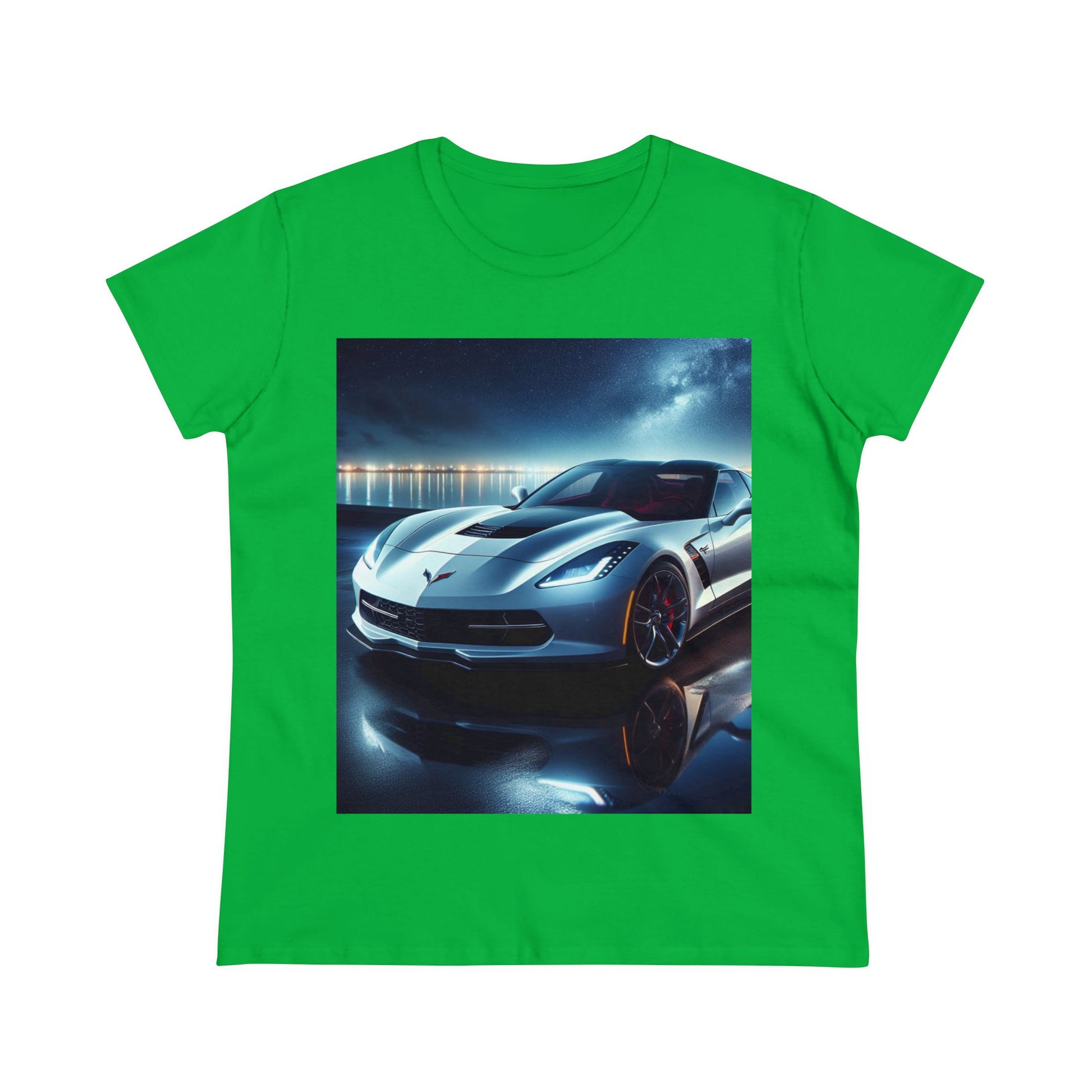 White Corvette T-Shirt T-Shirt Printify Irish Green S