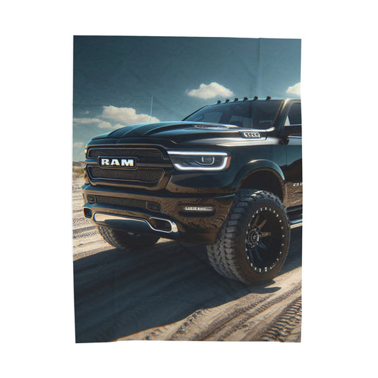 Black Dodge Ram Plush Blanket All Over Prints Printify 60" × 80"