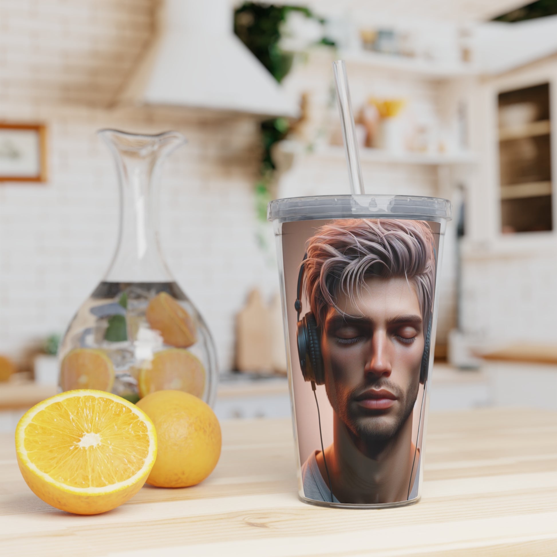 Music Vibes Tumbler with Straw Mug Printify