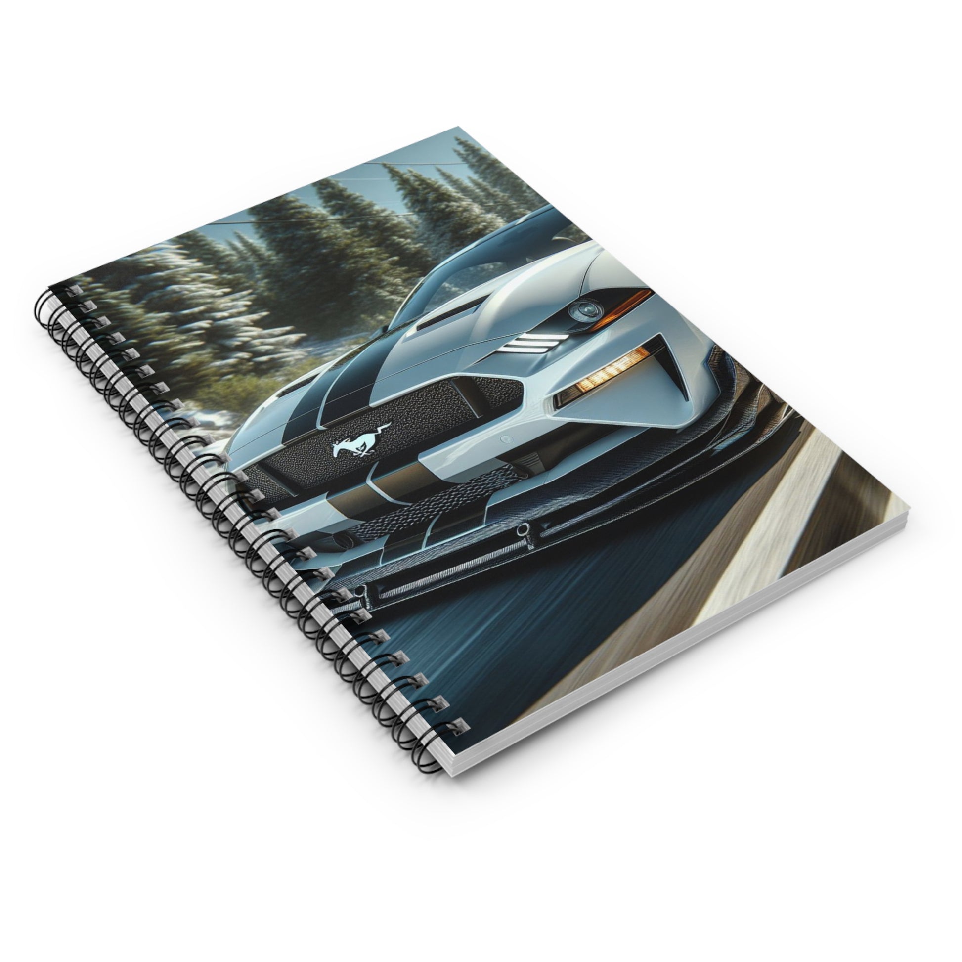 White Mustang Spiral Notebook Paper products Printify