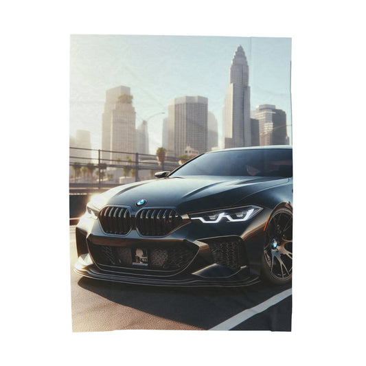 Black BMW Plush Blanket All Over Prints Printify 60" × 80"