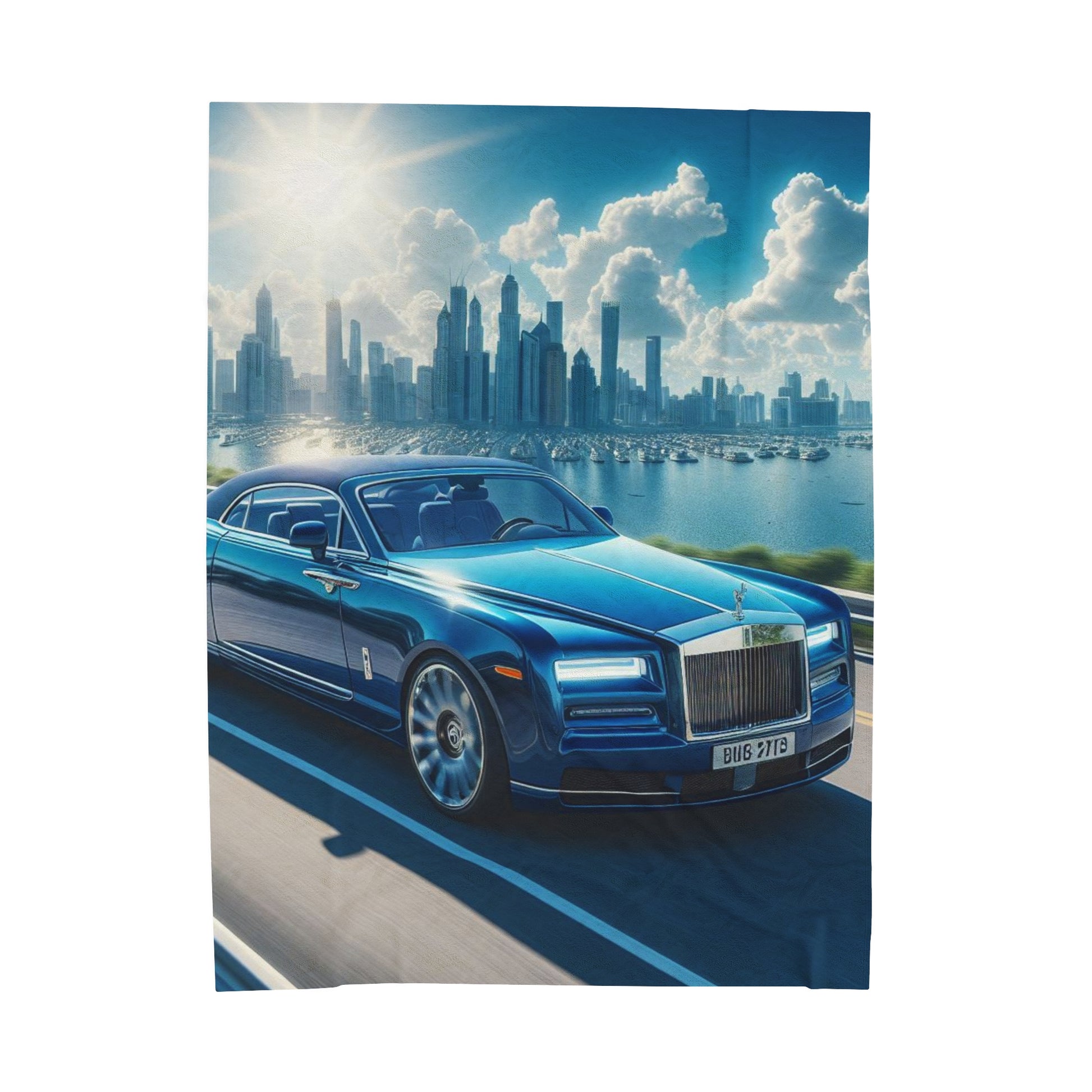Blue Rolls Royce Plush Blanket All Over Prints Printify 60" × 80"